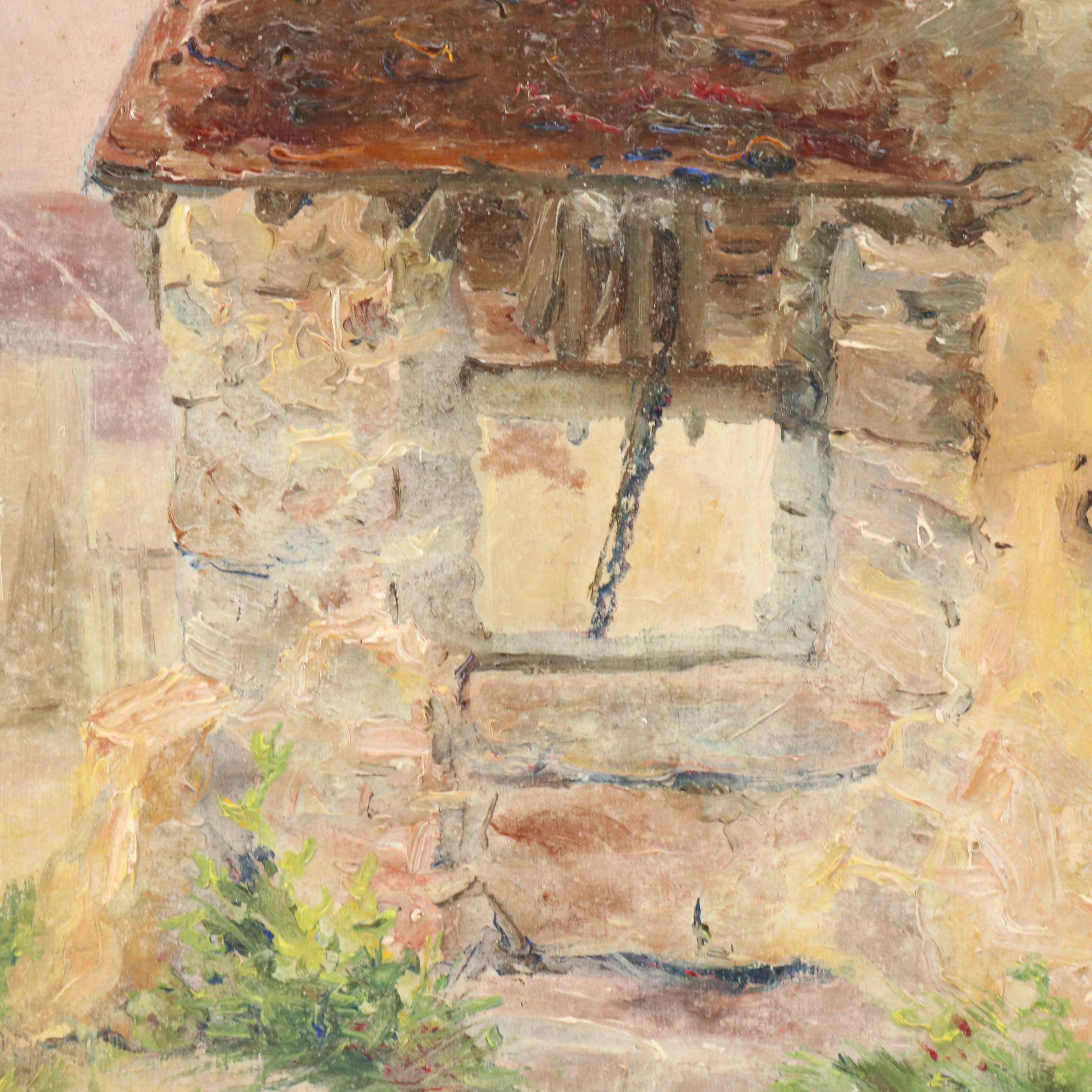 Attr. to Jeanne Reimbolt Townscape Oil Painting, Early 20th Century