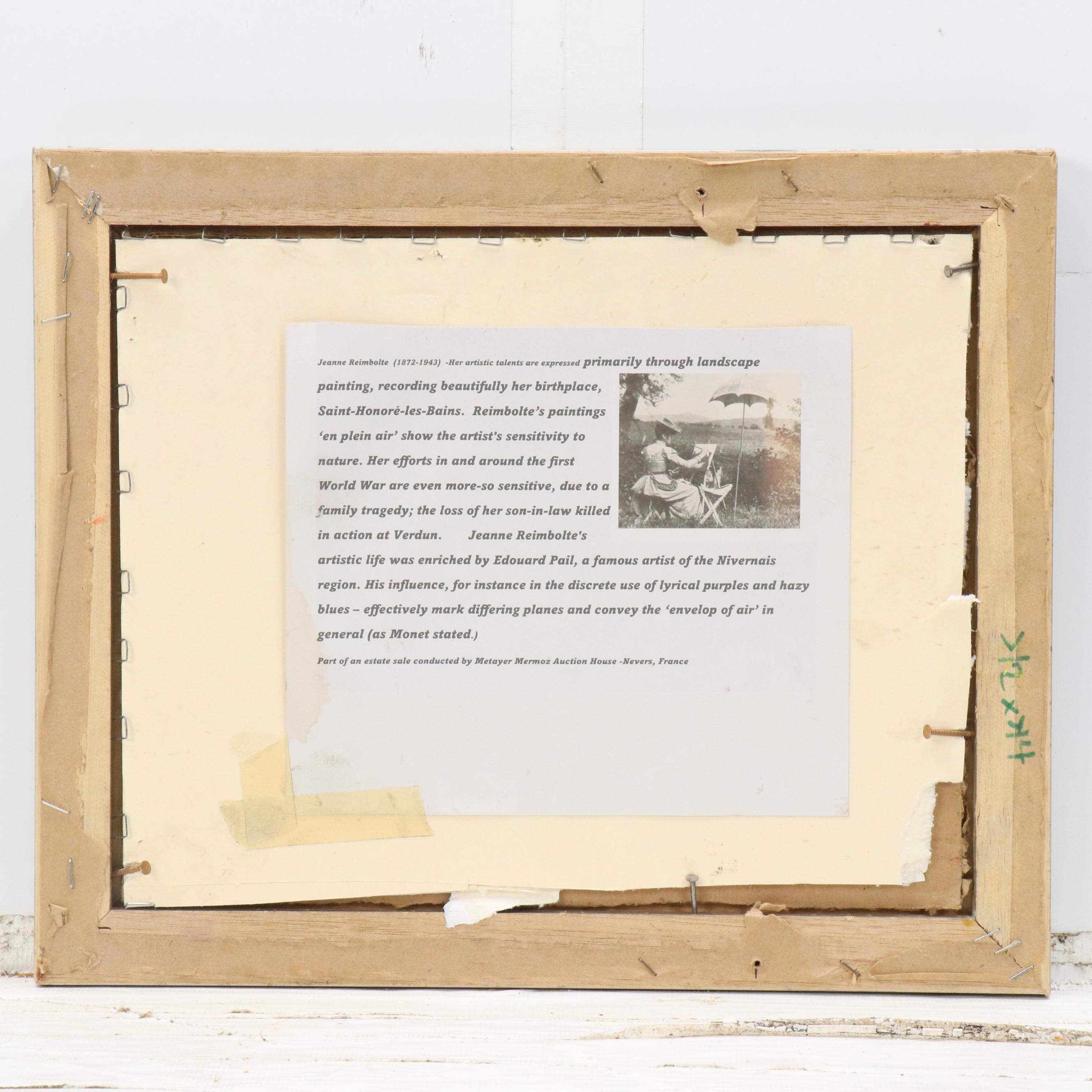 Attr. to Jeanne Reimbolt Townscape Oil Painting, Early 20th Century