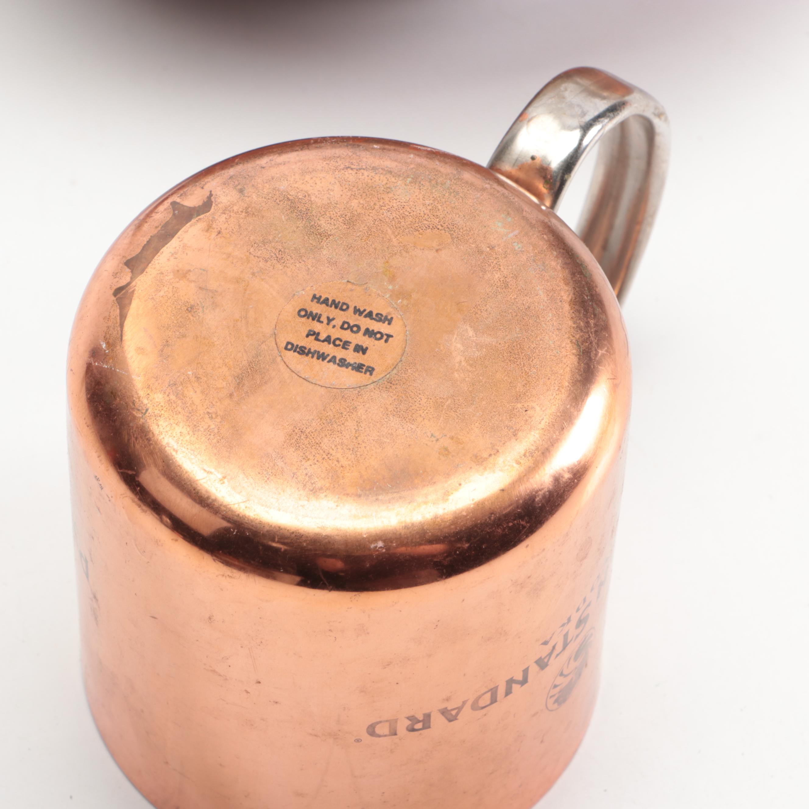 Hammered Copper Pots with Kettle and Other Tableware