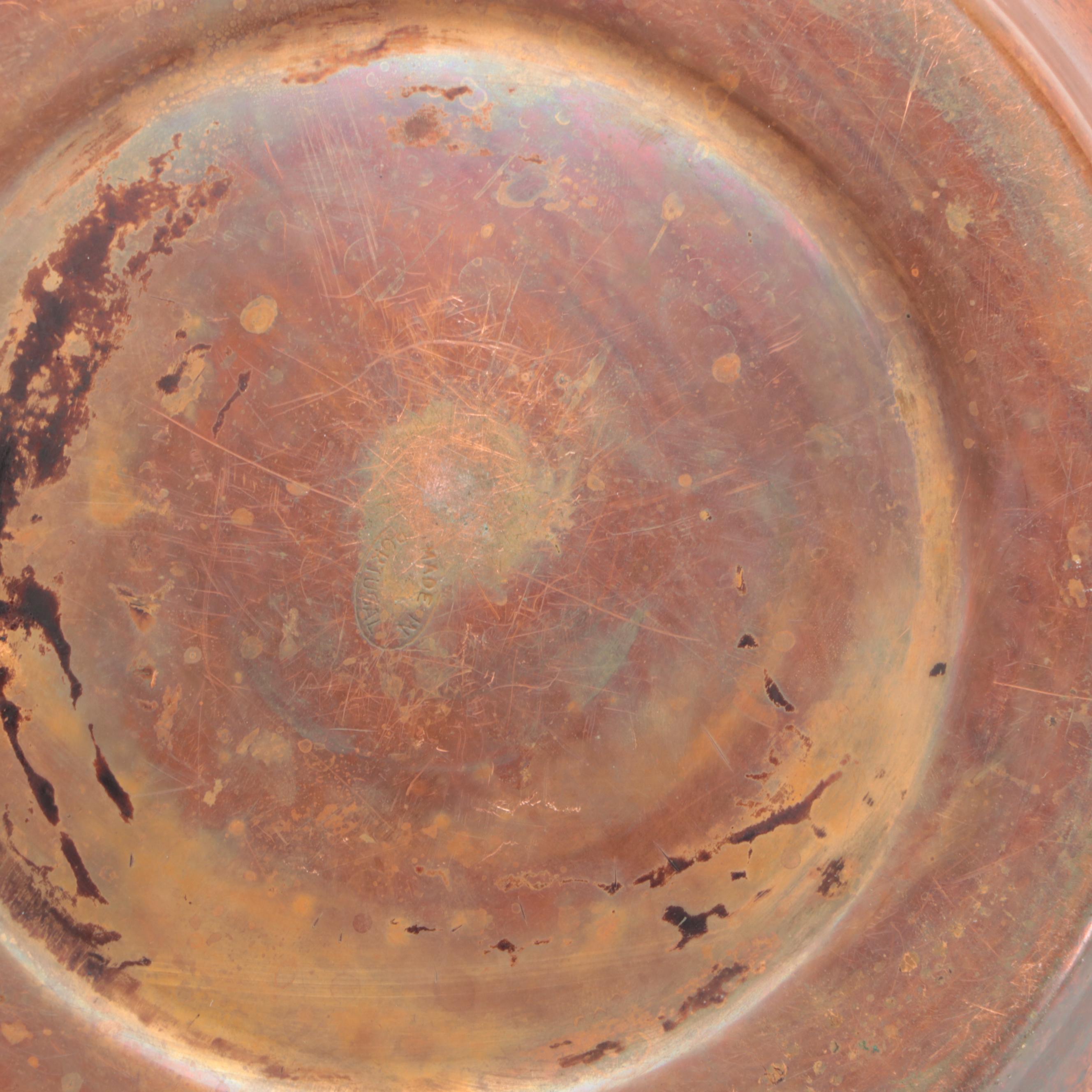 Hammered Copper Pots with Kettle and Other Tableware