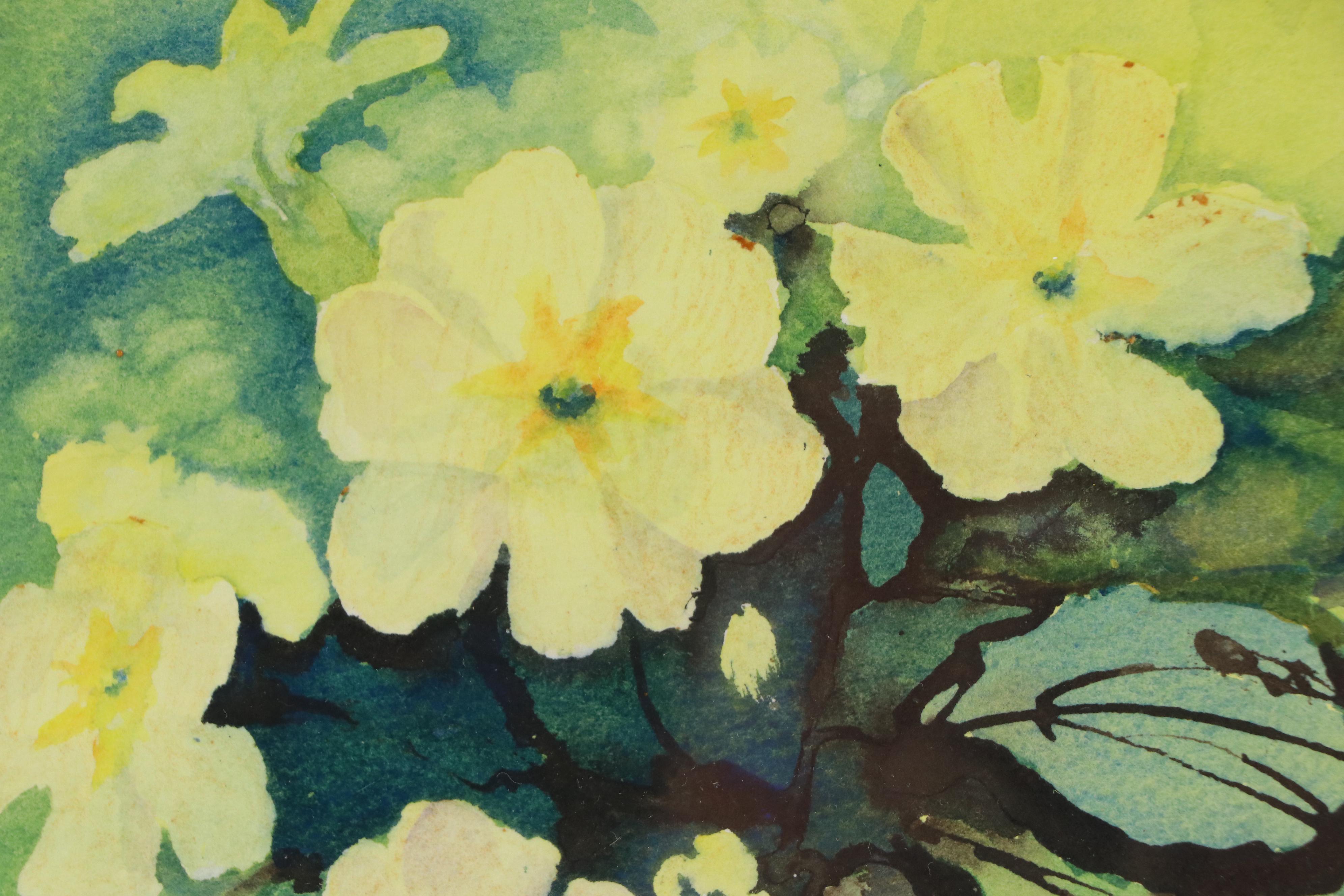 Jeanette Burgoyne Watercolor Painting "Primroses"