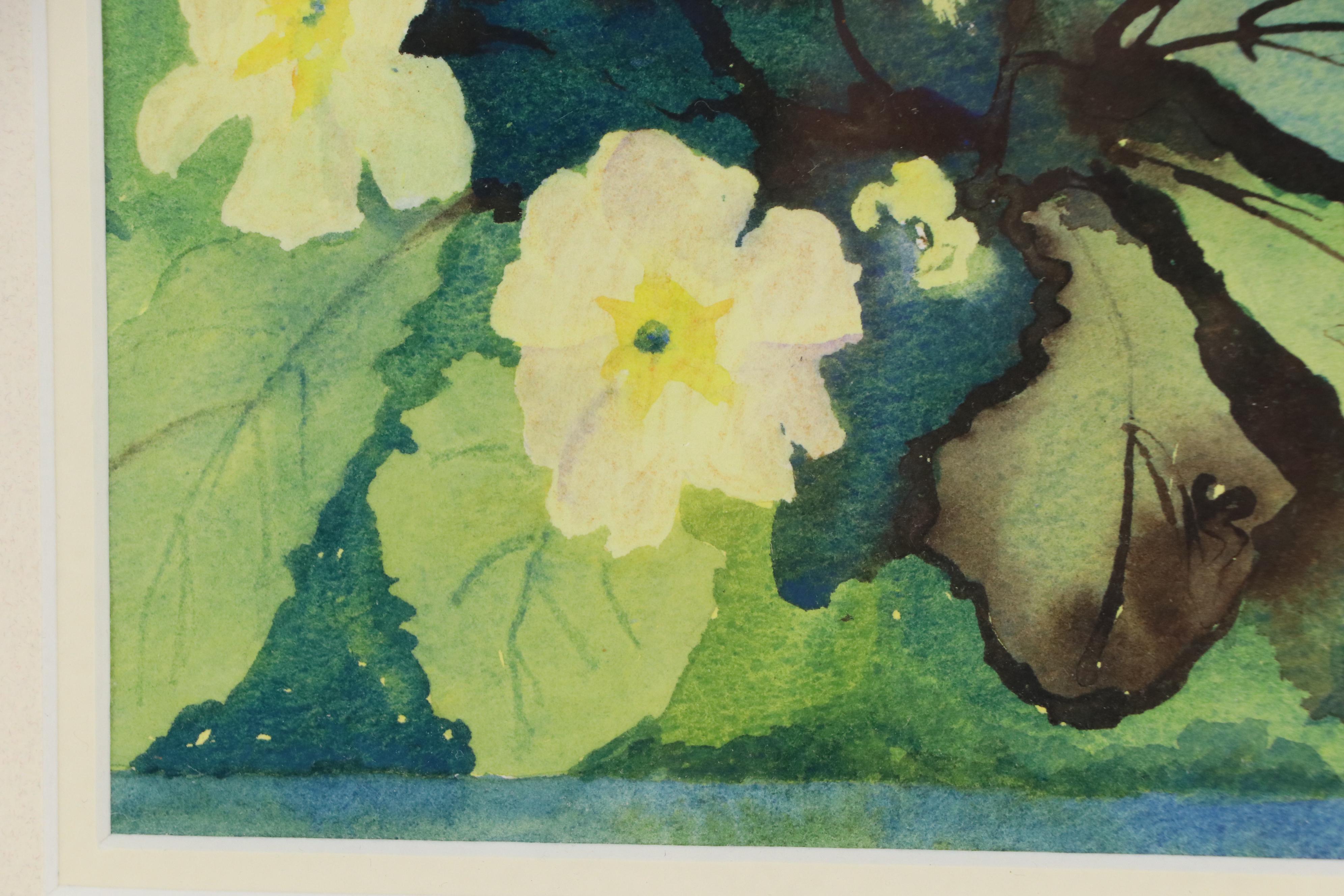 Jeanette Burgoyne Watercolor Painting "Primroses"