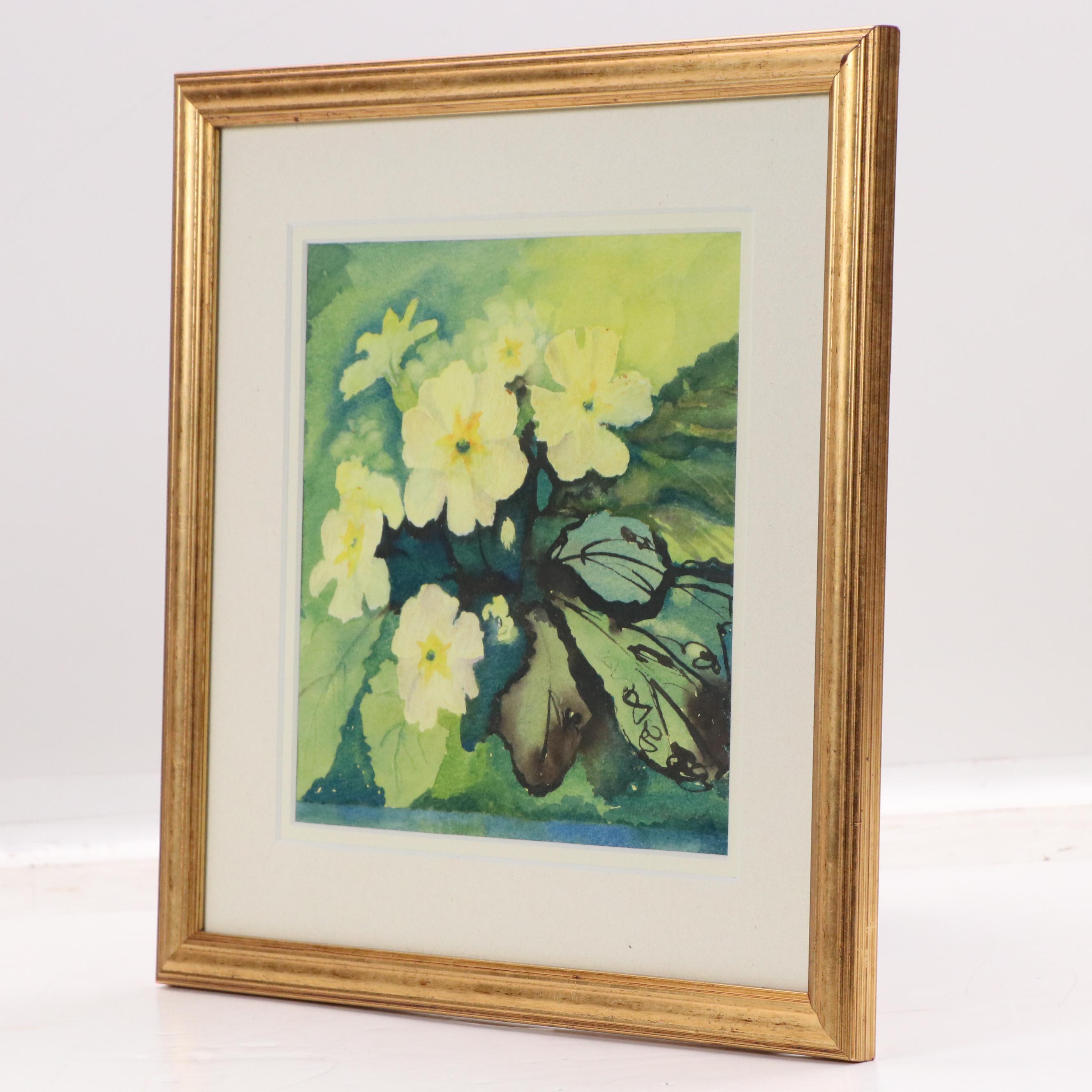Jeanette Burgoyne Watercolor Painting "Primroses"