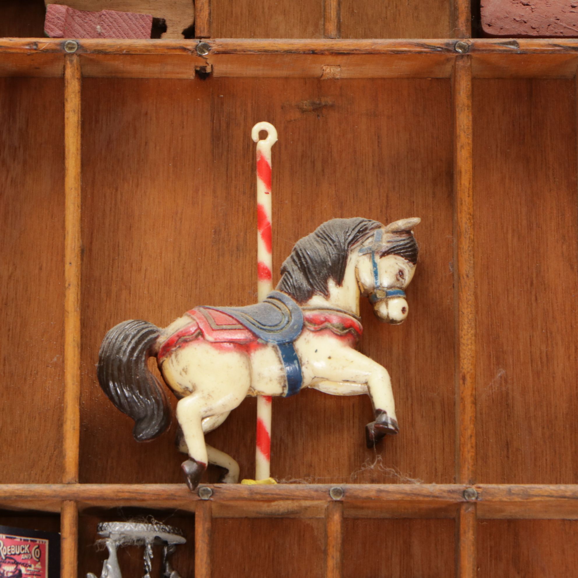 Wooden Printer's Letterpress Tray with Miniatures, Memorabilia and More