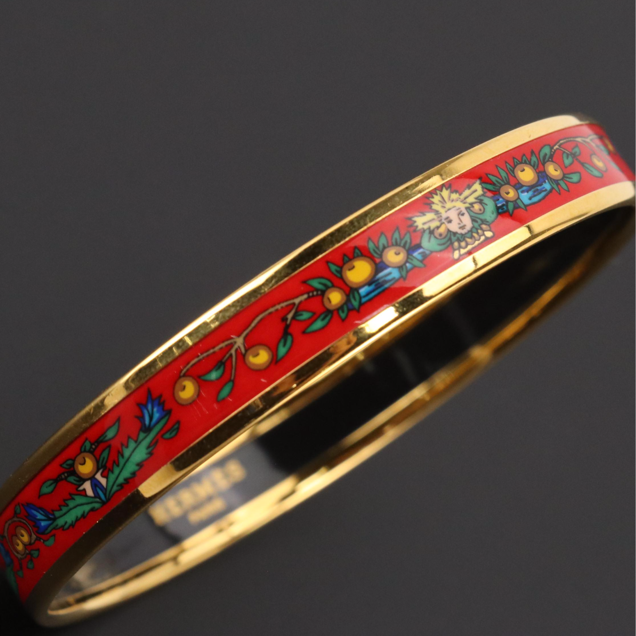 Hermès Narrow Enamel Bangle Bracelet