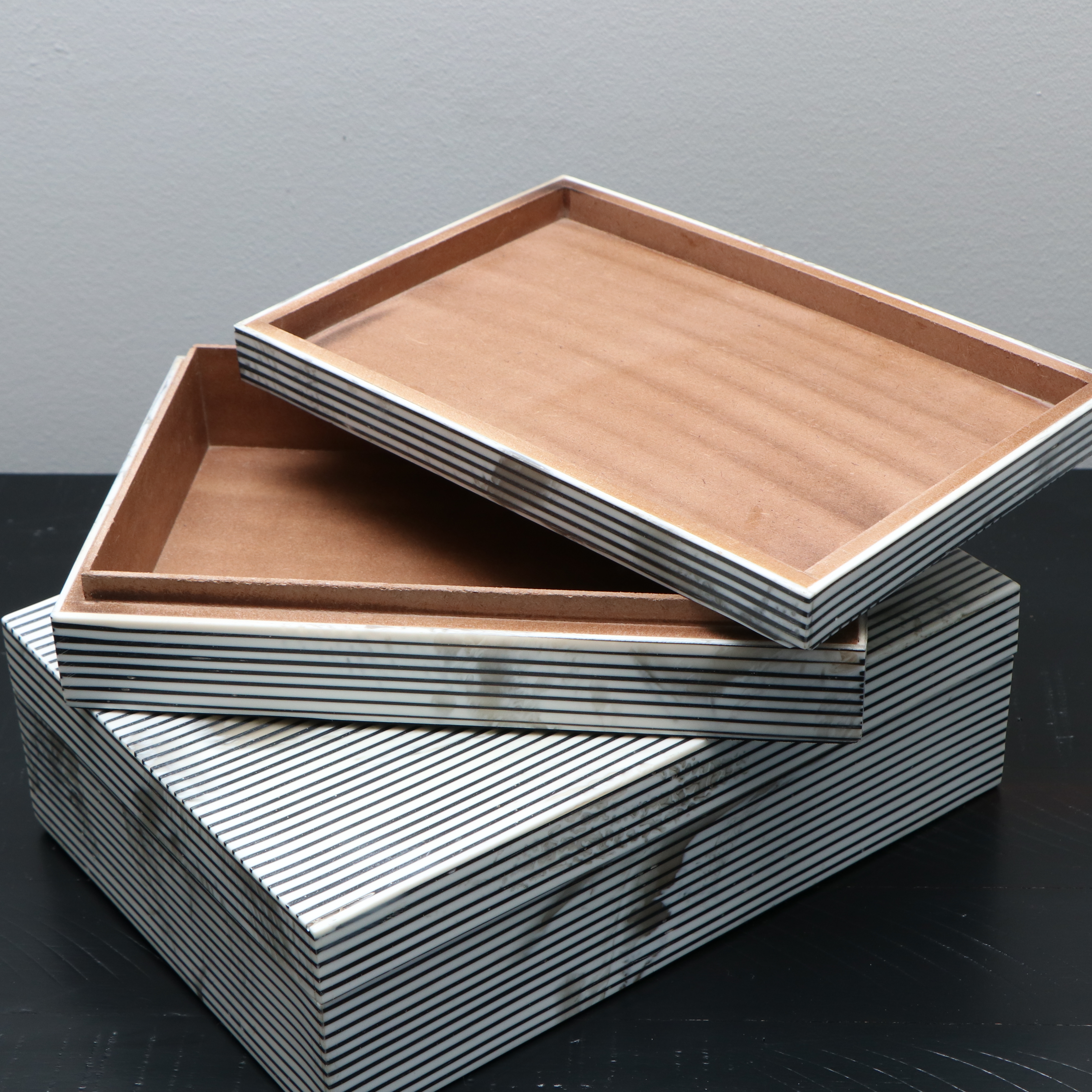 Stylecraft "Rochford" Textured Glass Table Lamp, Surya "Emily" Vases, and Décor