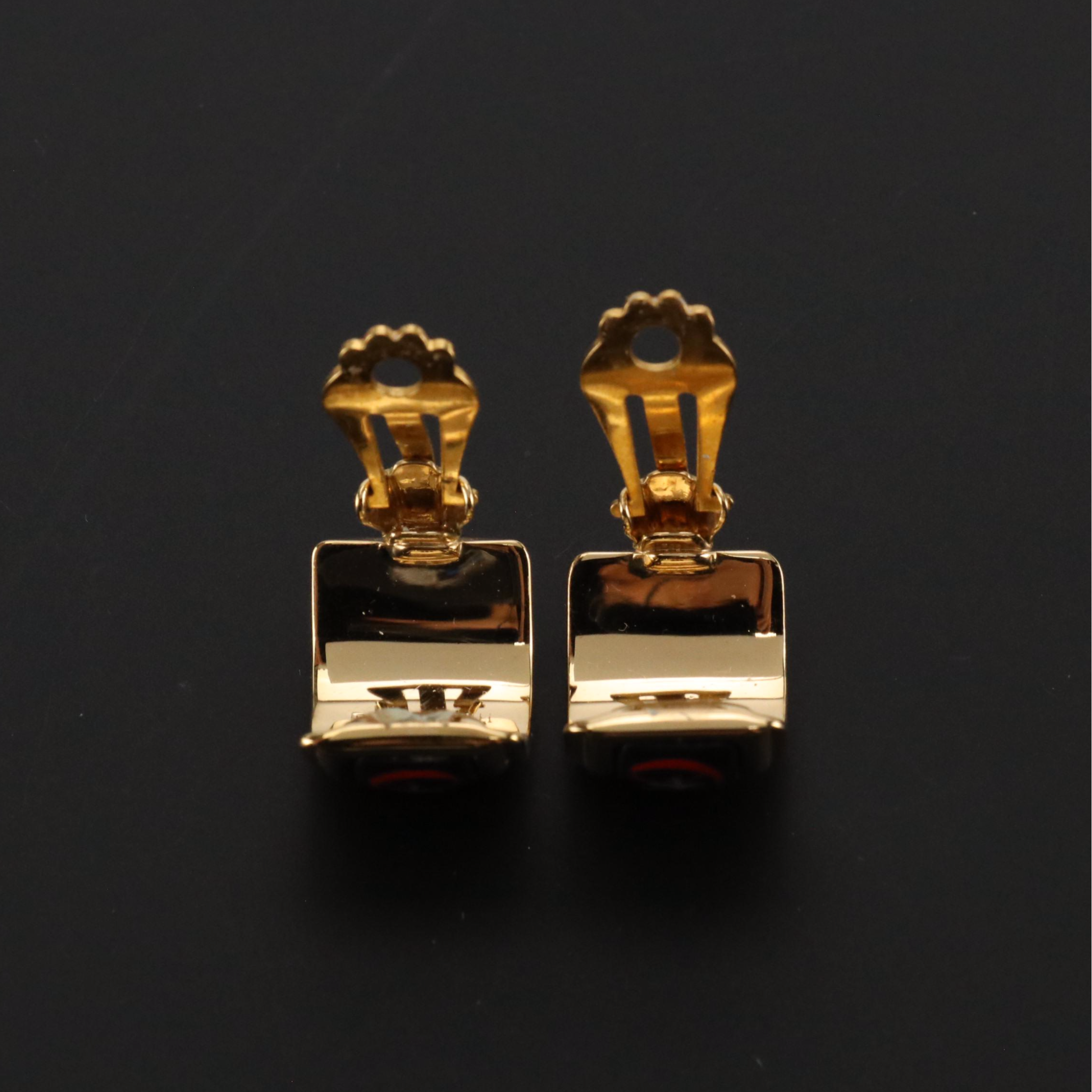 Hermès Enamel Half-Hoop Clip Earrings, With Box