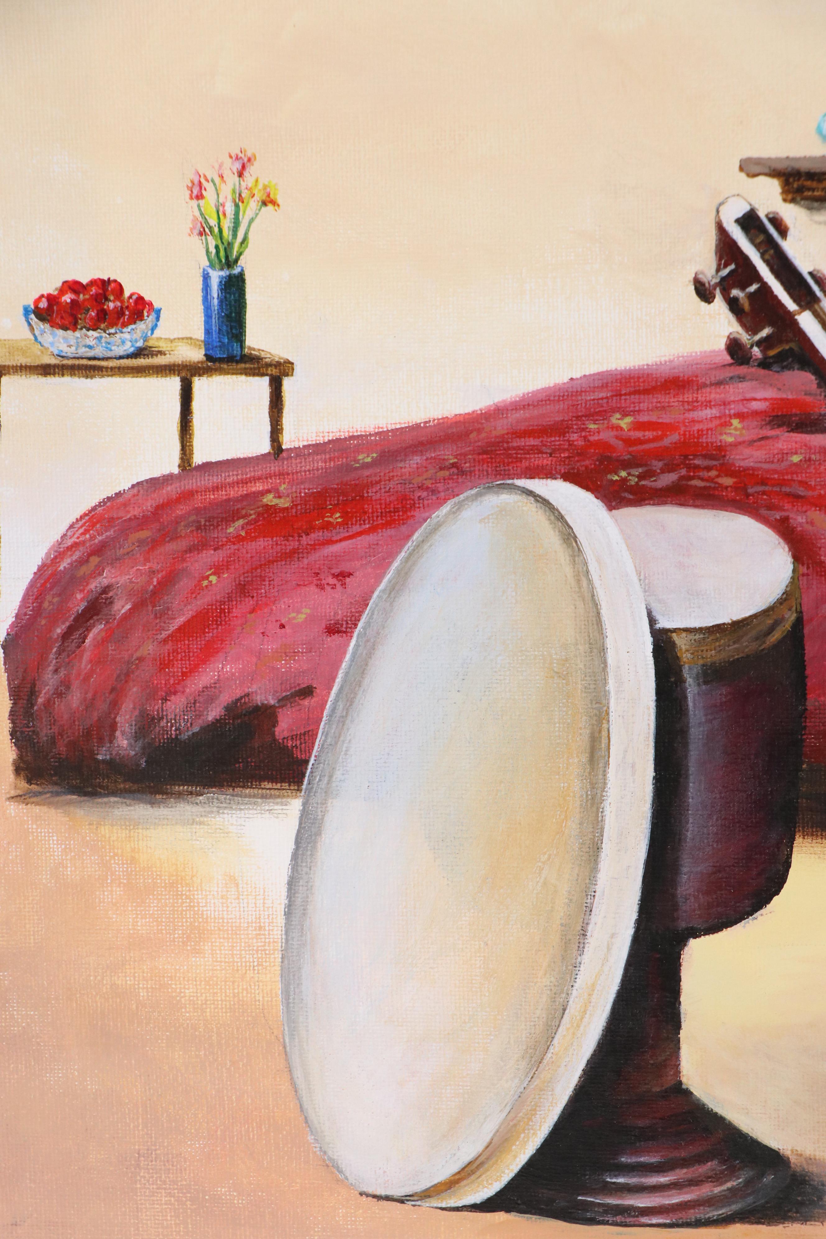 G. Parva Still Life Acrylic Painting, Late 20th Century