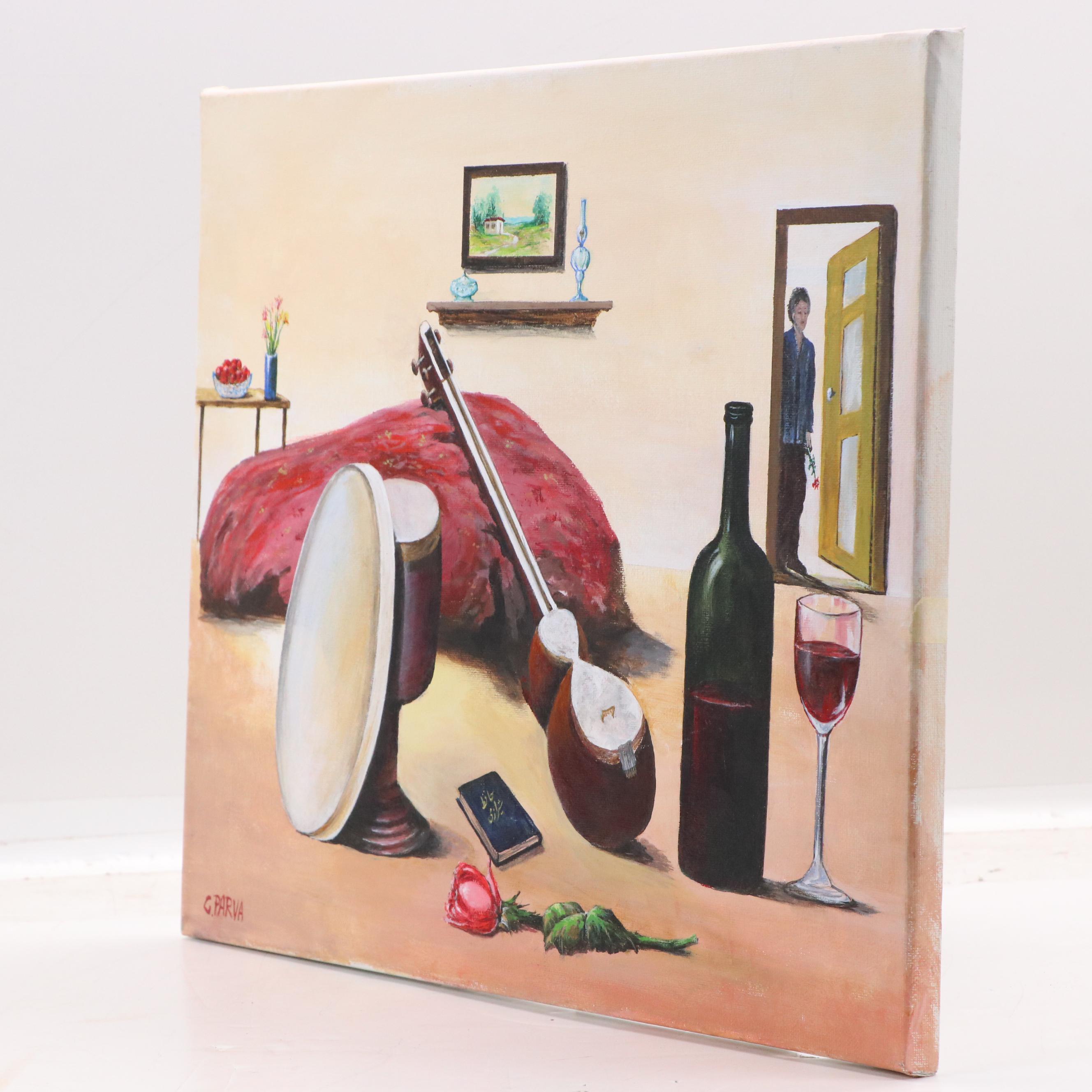 G. Parva Still Life Acrylic Painting, Late 20th Century