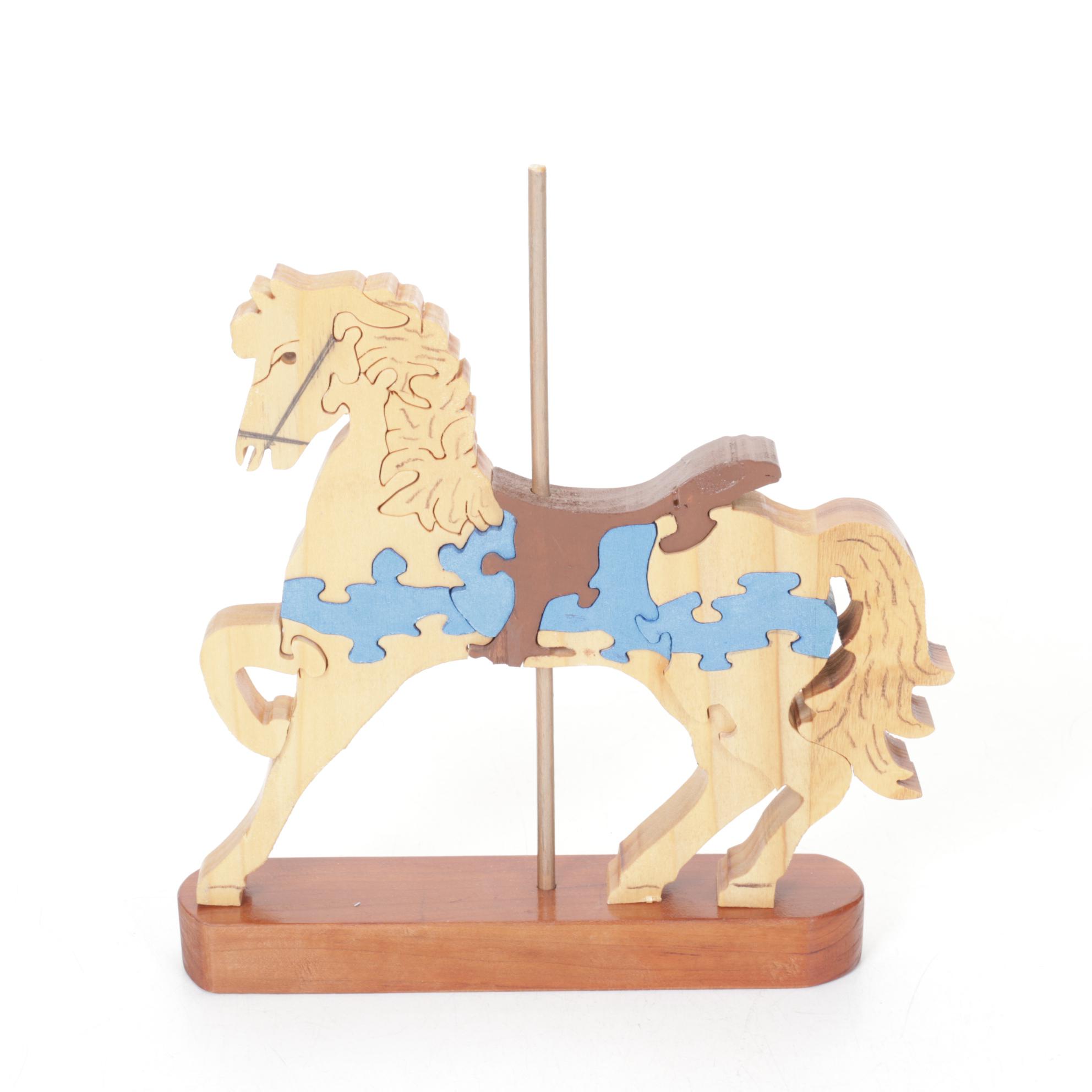 Hand-Crafted Carousel Horse Figurines & Puzzle