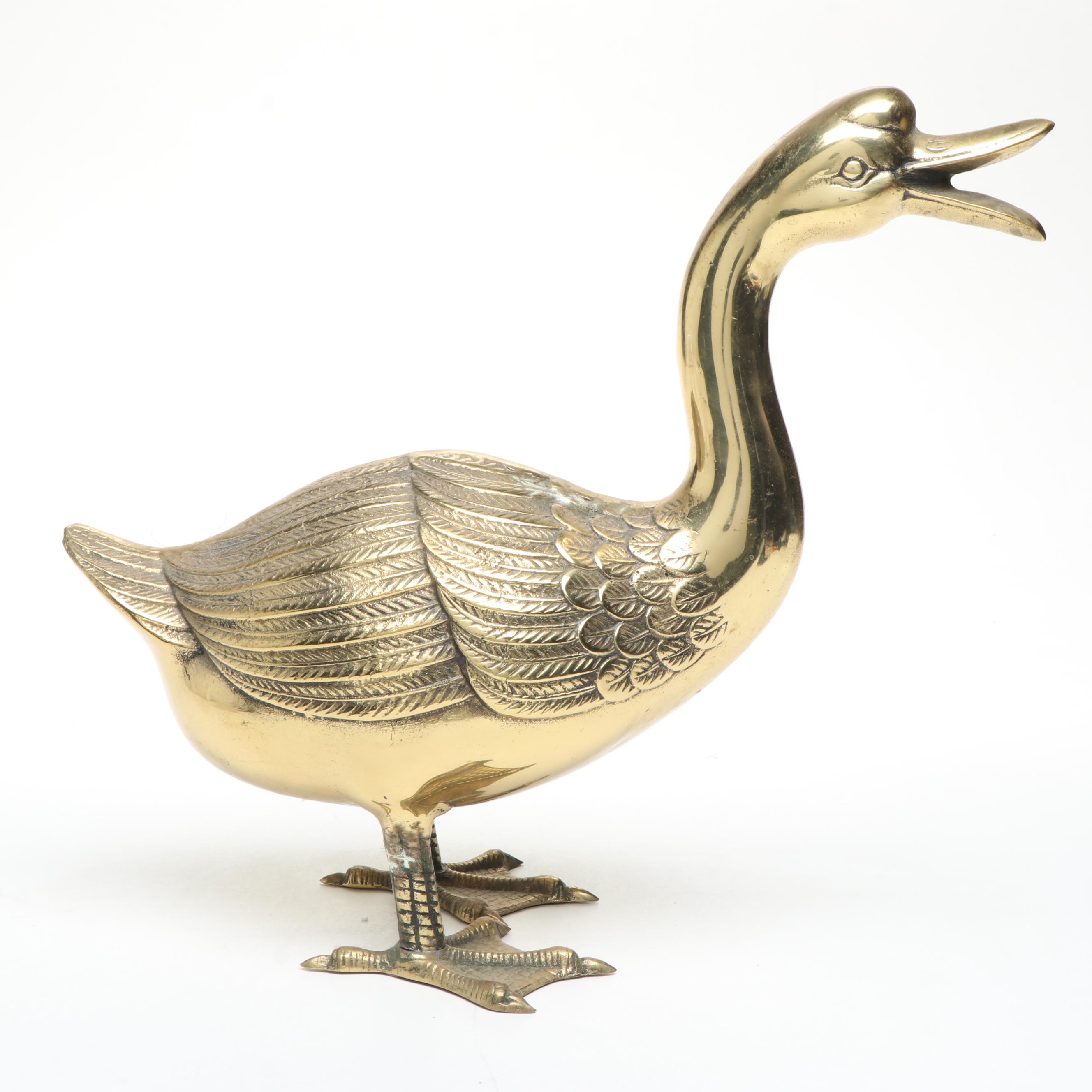 Brass Honking Knobbed Goose Figure