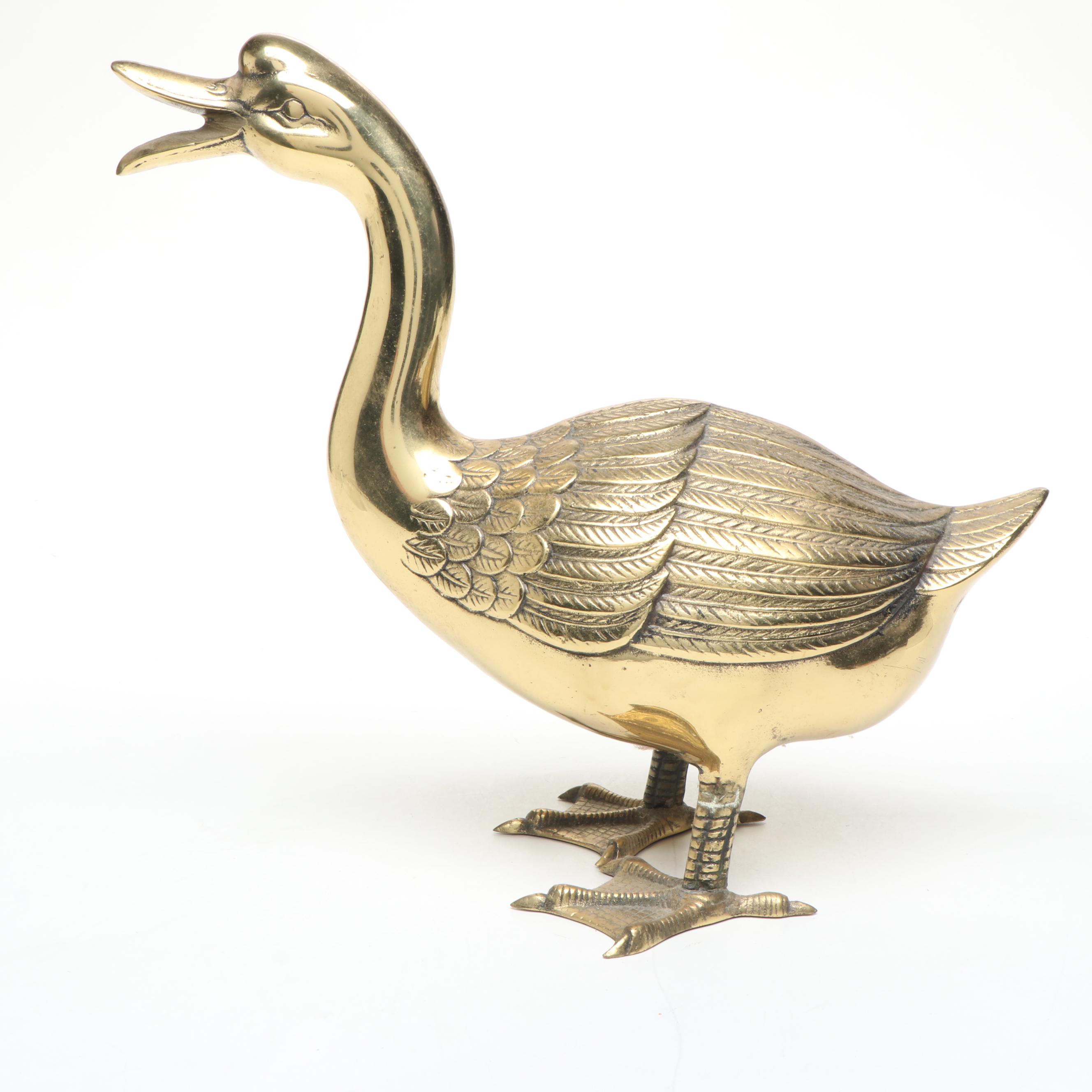 Brass Honking Knobbed Goose Figure