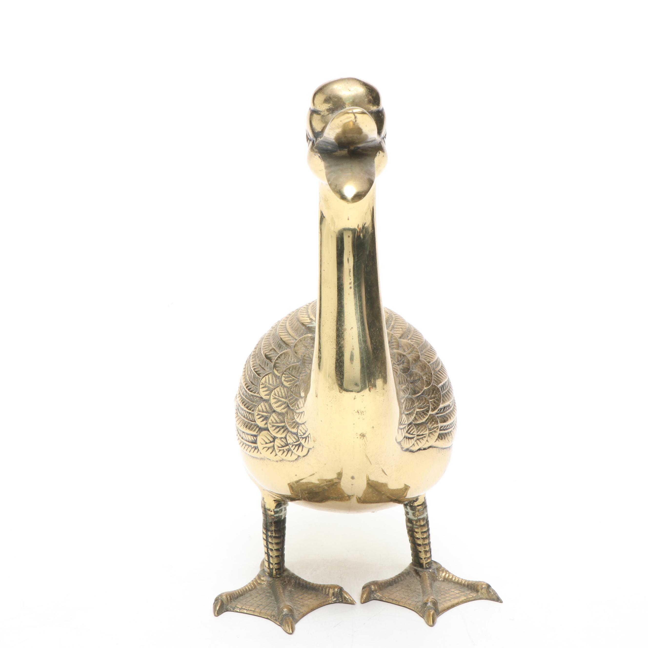 Brass Honking Knobbed Goose Figure