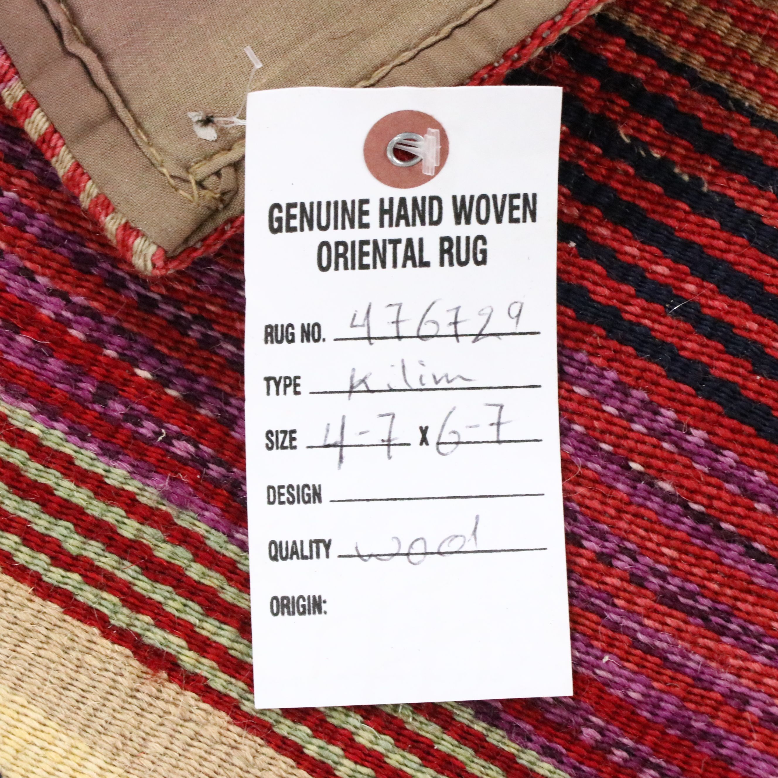 4'7 x 6'7 Handwoven Stitched-Panel Flatweave Area Rug