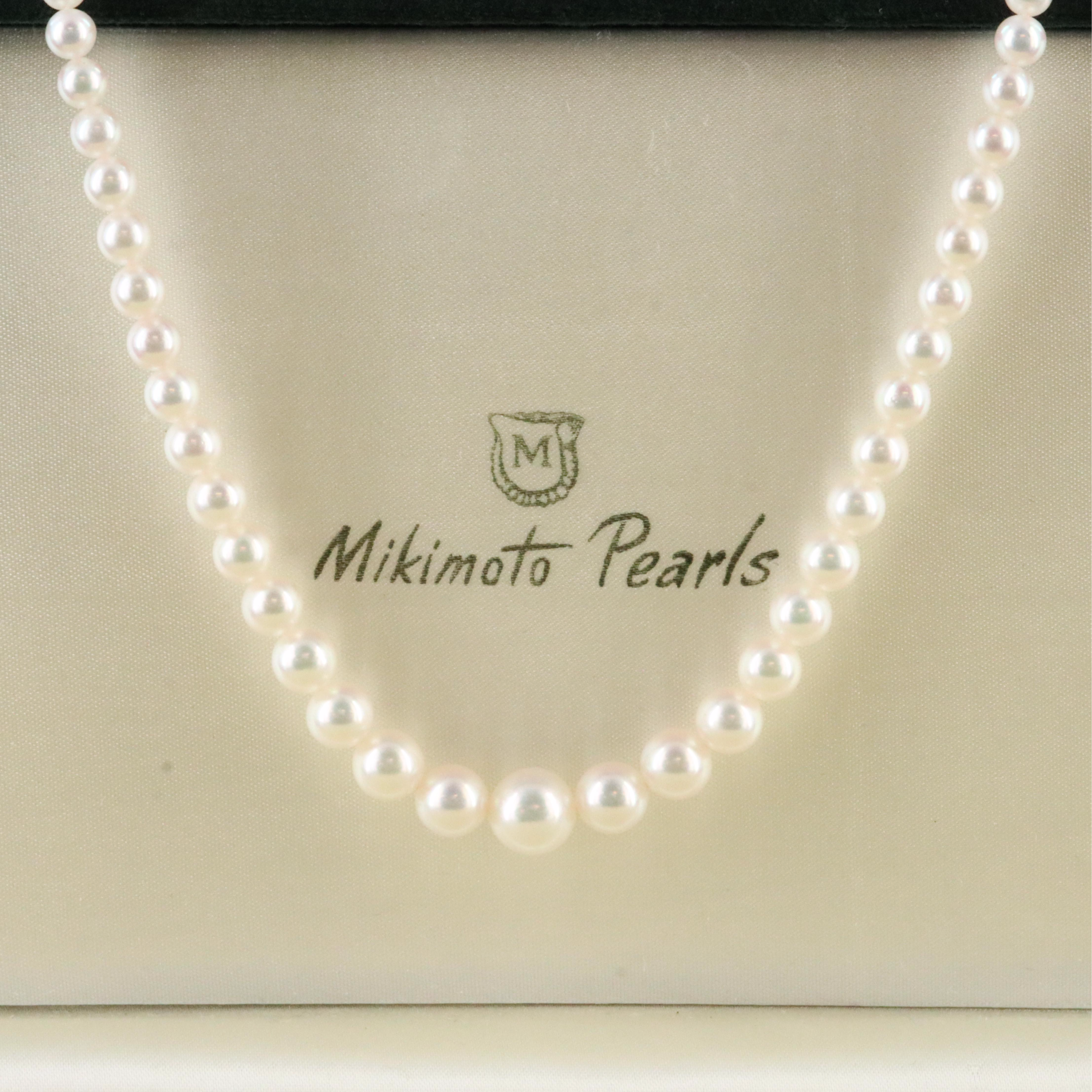 Mikimoto Graduated Pearl Necklace with Sterling Clasp