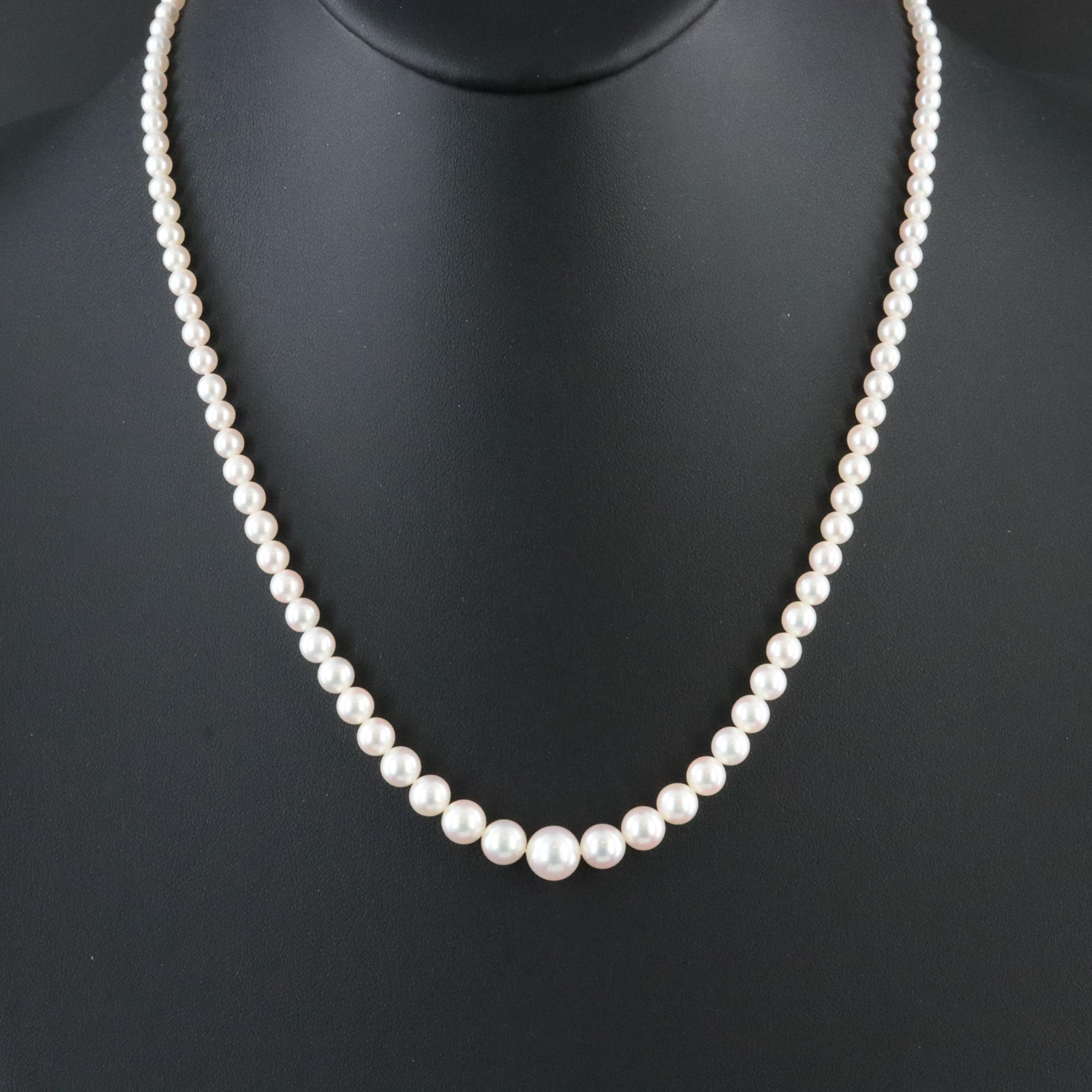 Mikimoto Graduated Pearl Necklace with Sterling Clasp