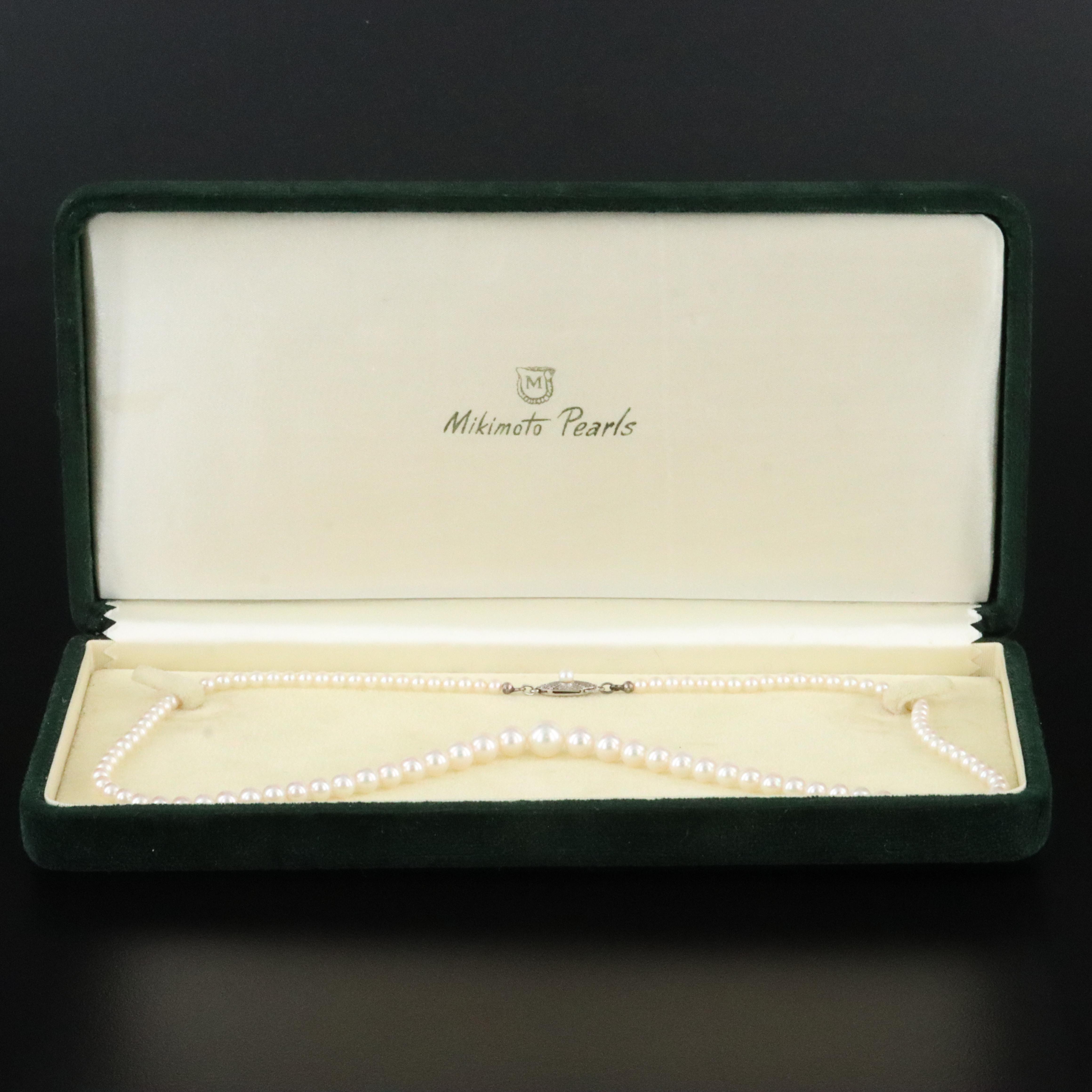 Mikimoto Graduated Pearl Necklace with Sterling Clasp