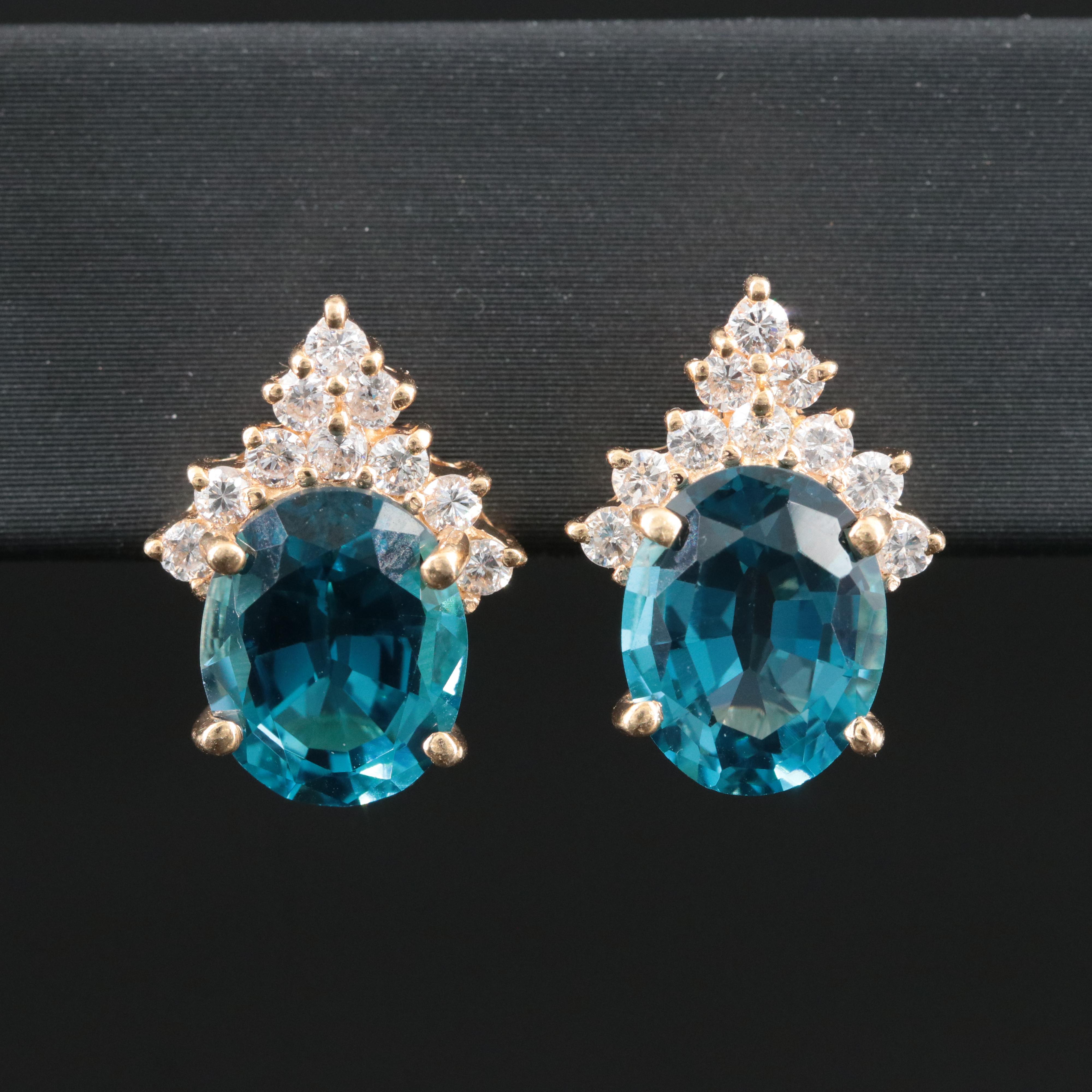 14K Topaz and Diamond Earrings