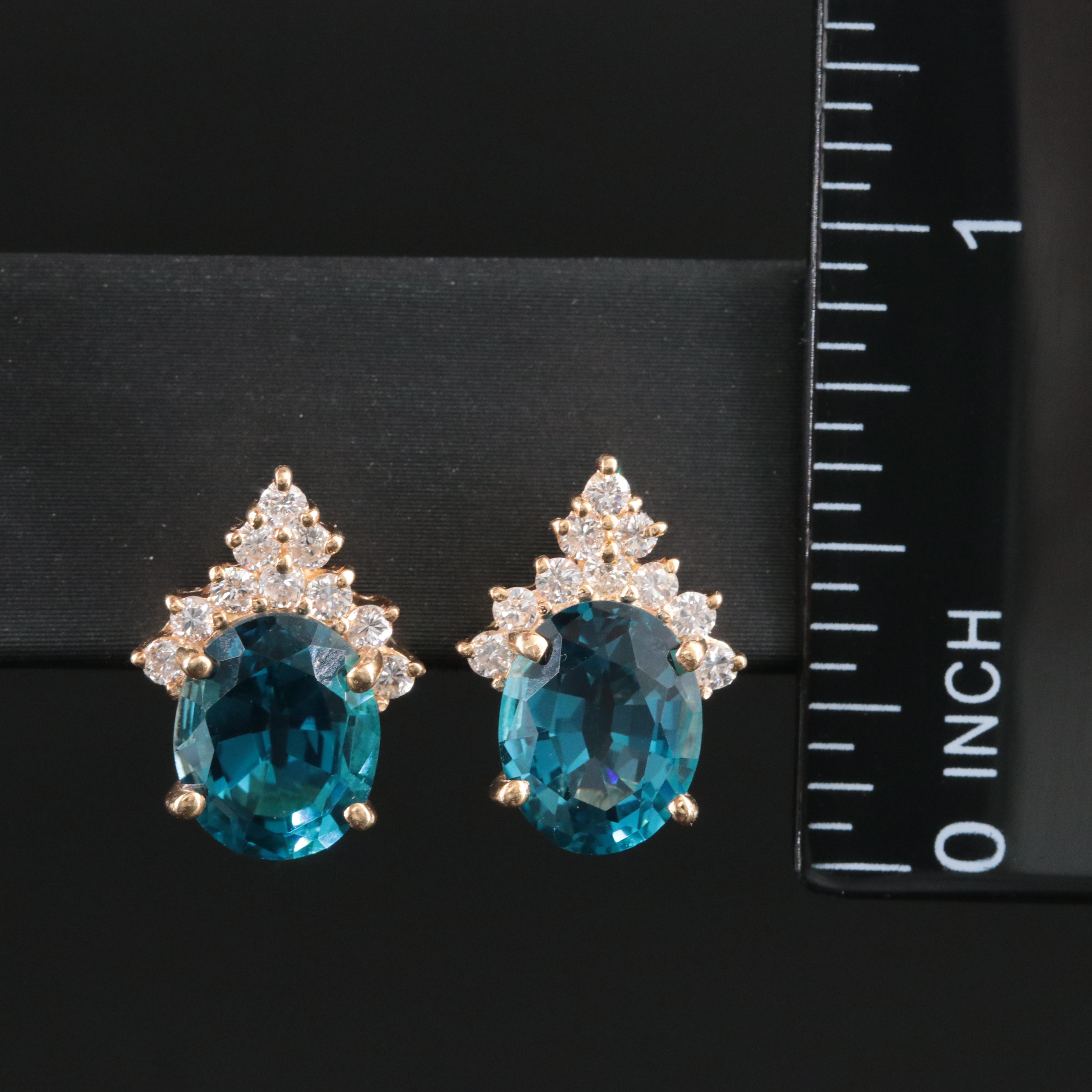 14K Topaz and Diamond Earrings