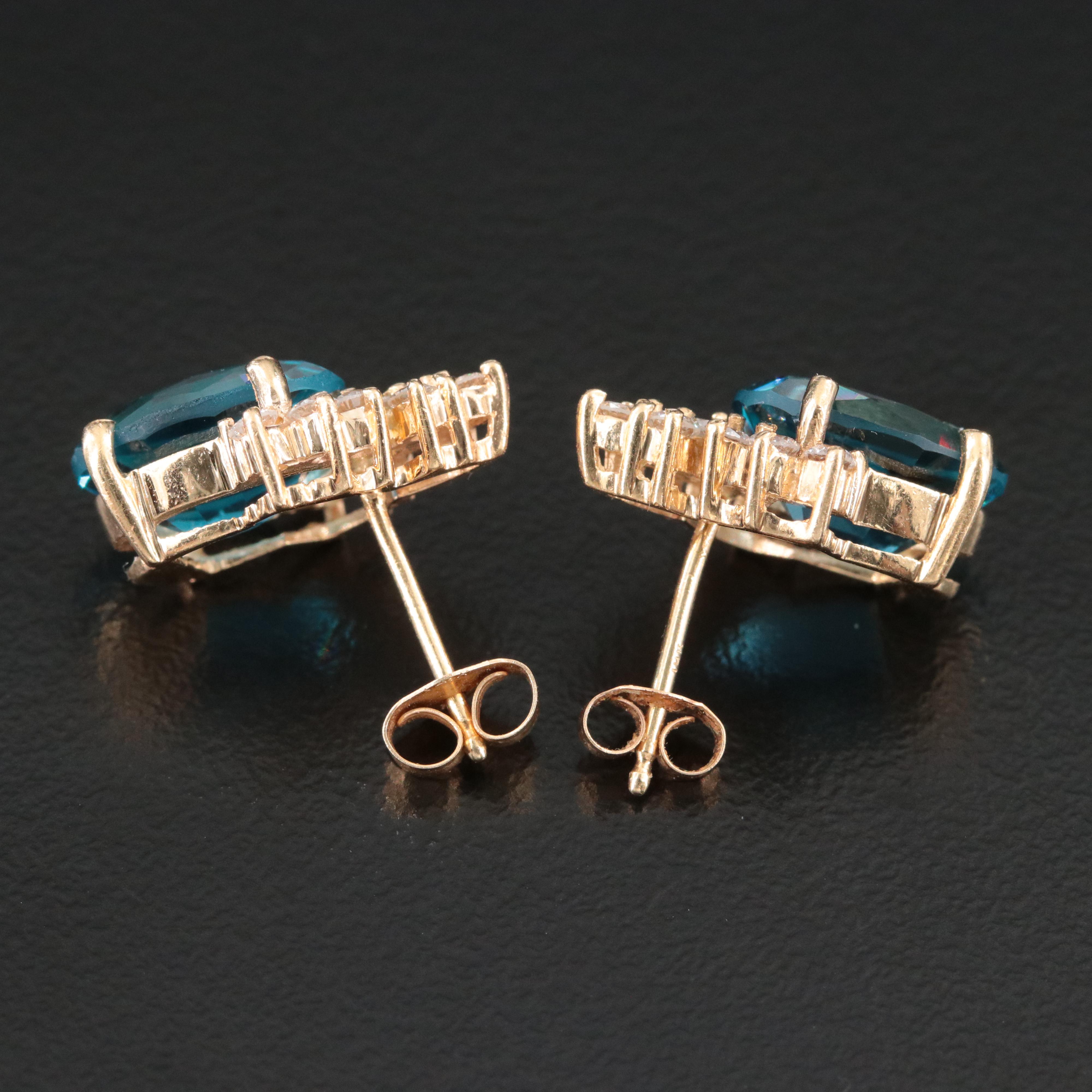 14K Topaz and Diamond Earrings