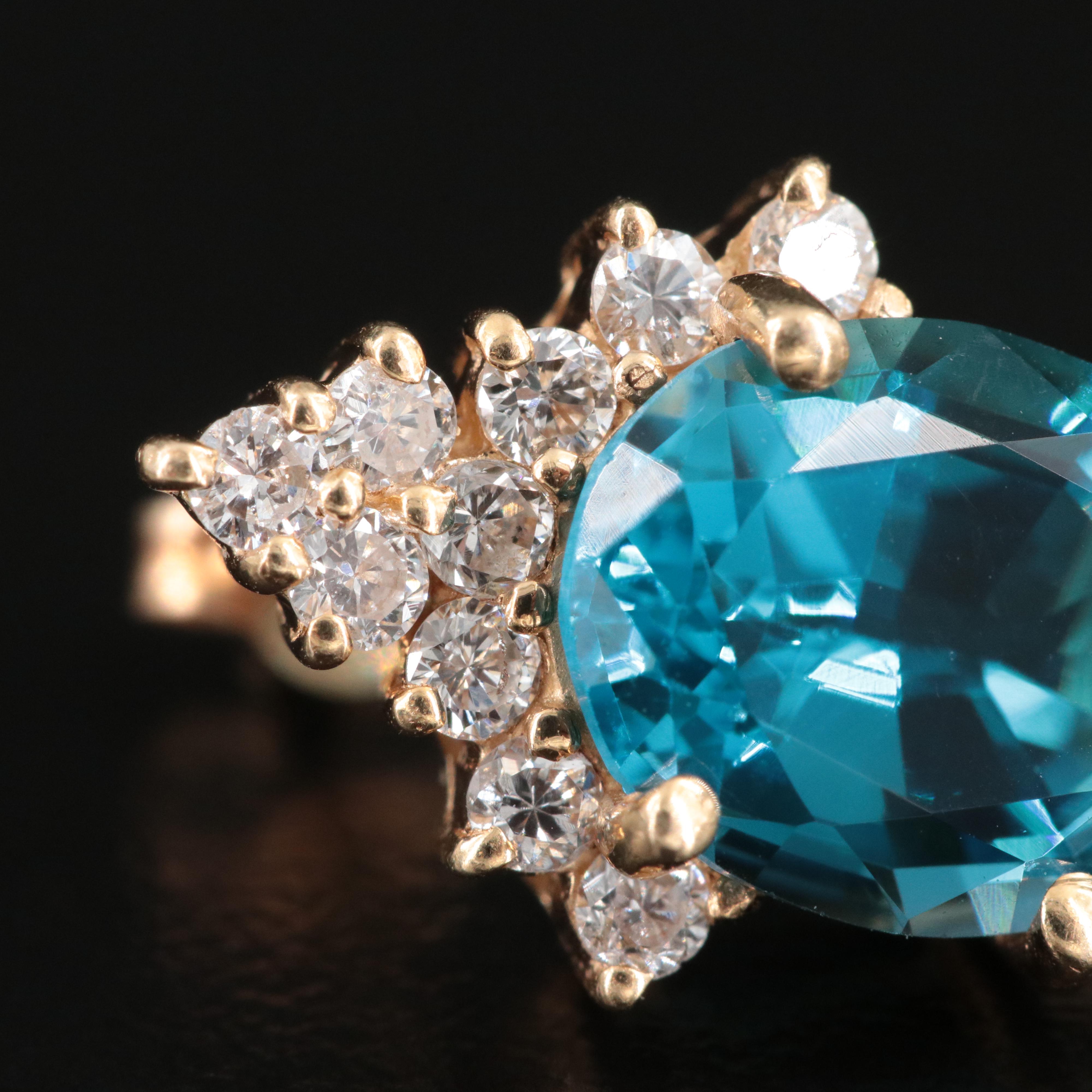 14K Topaz and Diamond Earrings