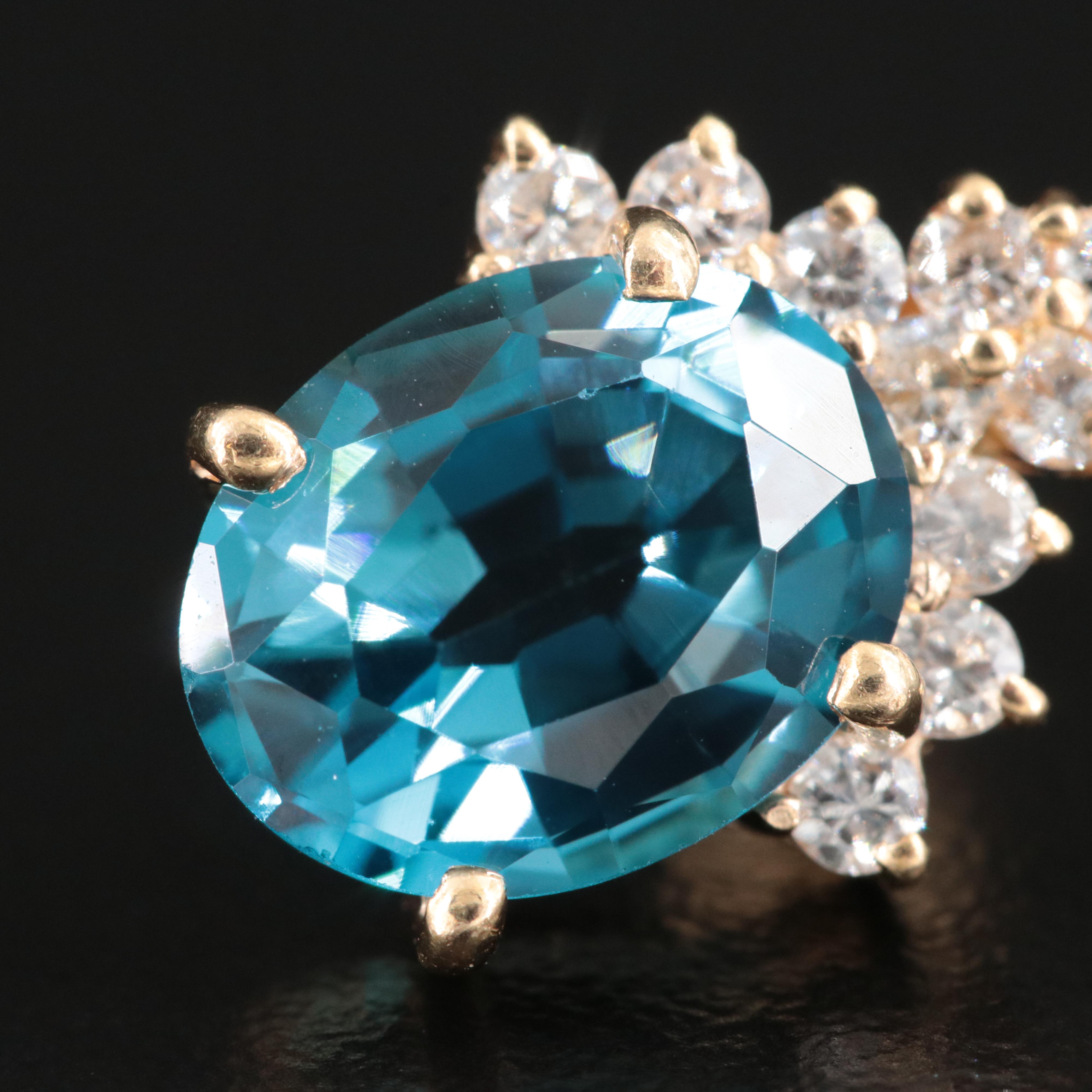 14K Topaz and Diamond Earrings