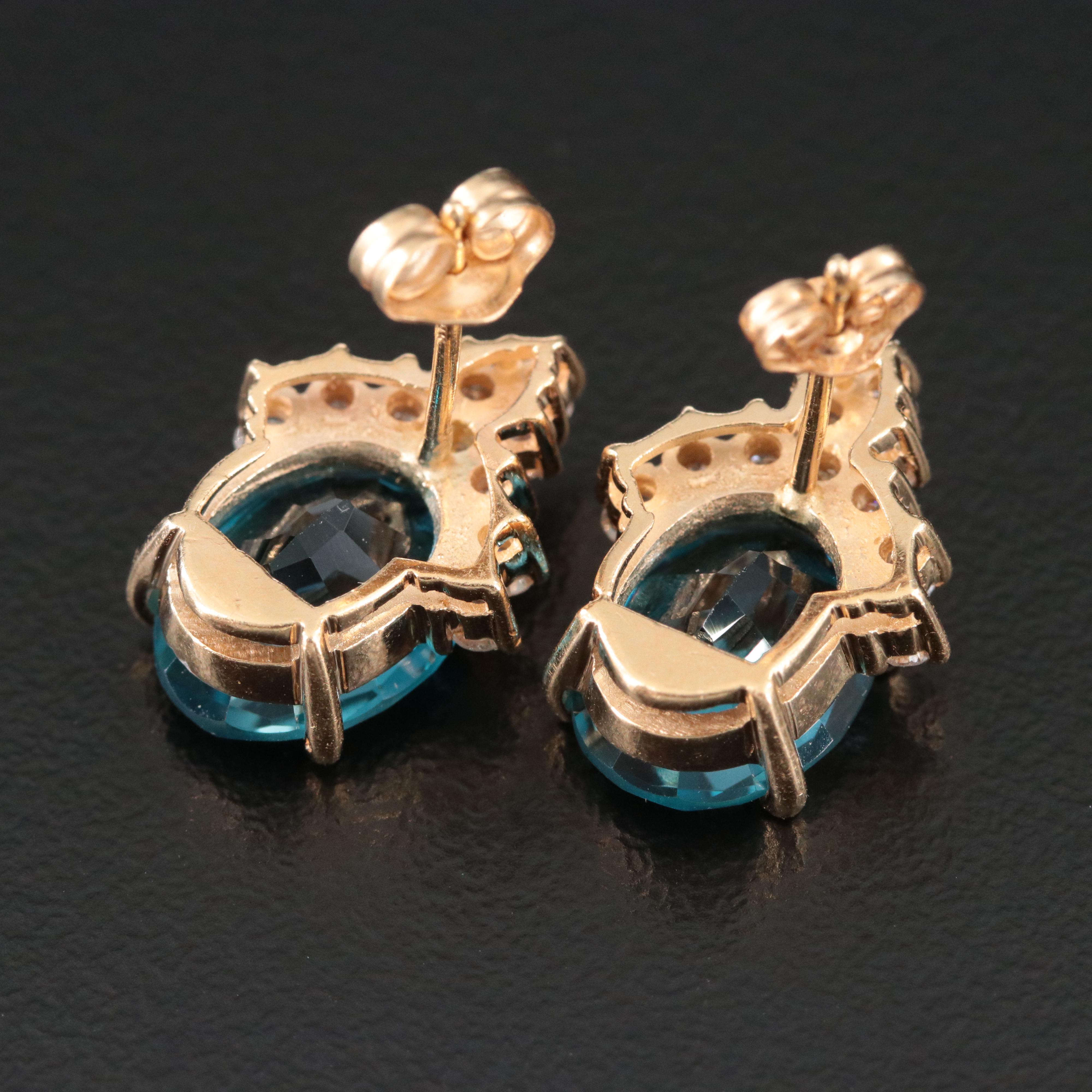 14K Topaz and Diamond Earrings