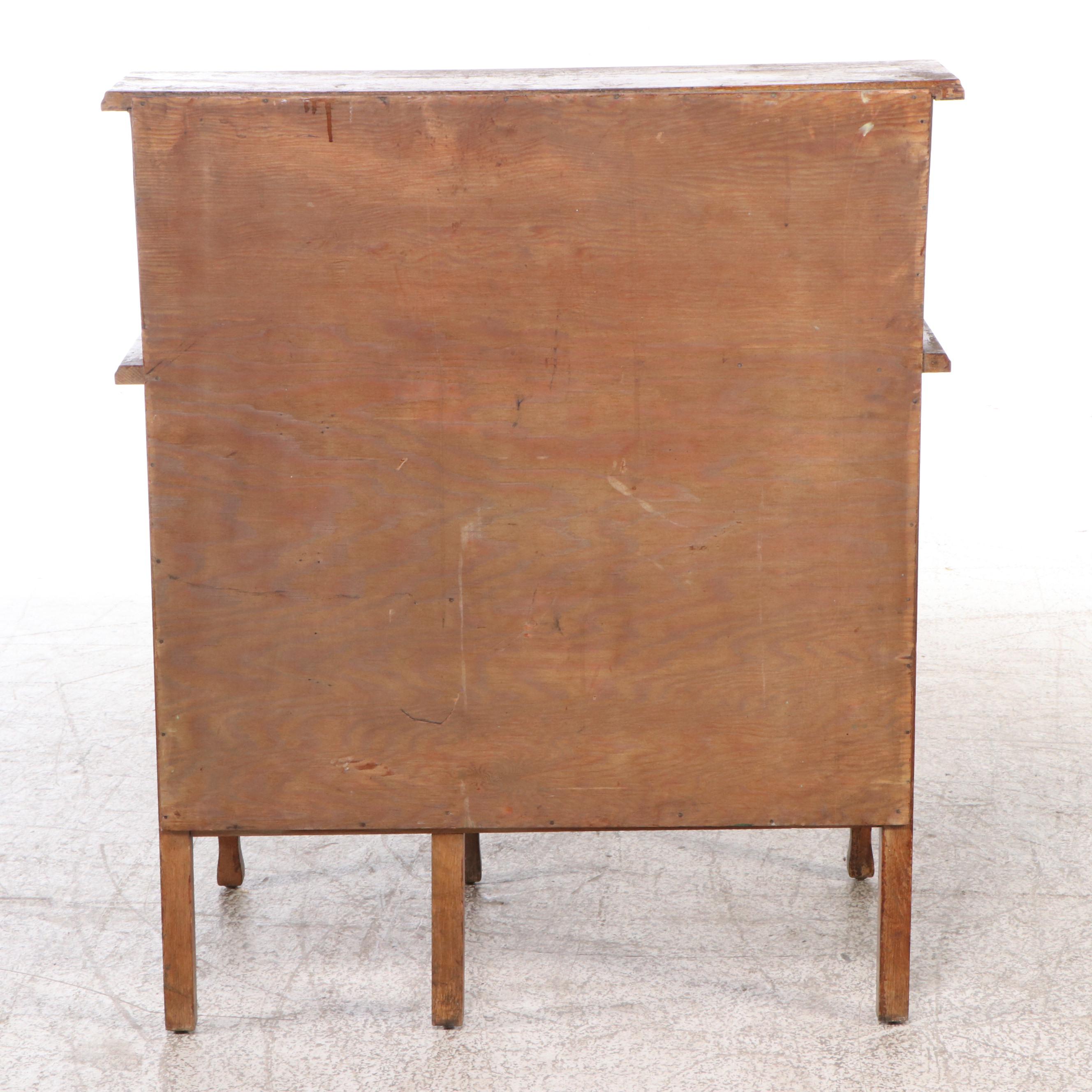 Vintage Oak Roll-Top Desk with Painted Children's Chair