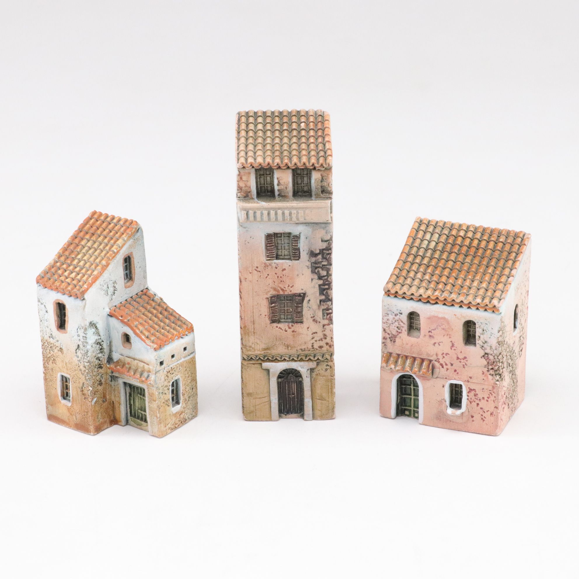 Gault French Ceramic Miniature Houses, Set of Seven