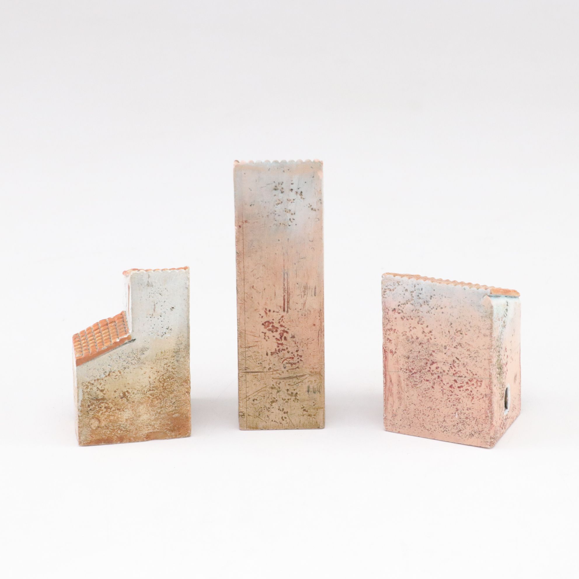 Gault French Ceramic Miniature Houses, Set of Seven