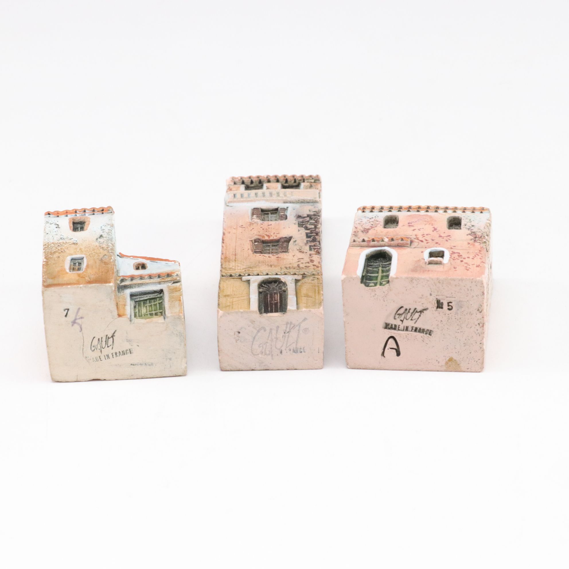 Gault French Ceramic Miniature Houses, Set of Seven