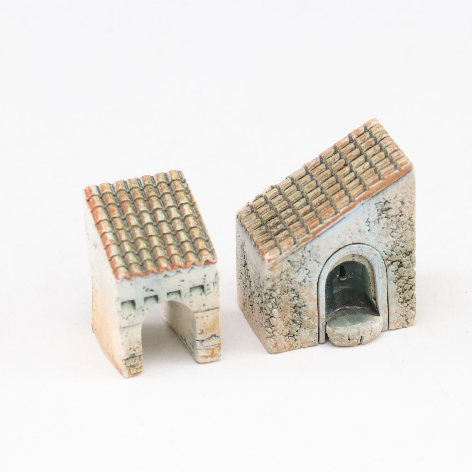 Gault French Ceramic Miniature Houses, Set of Seven