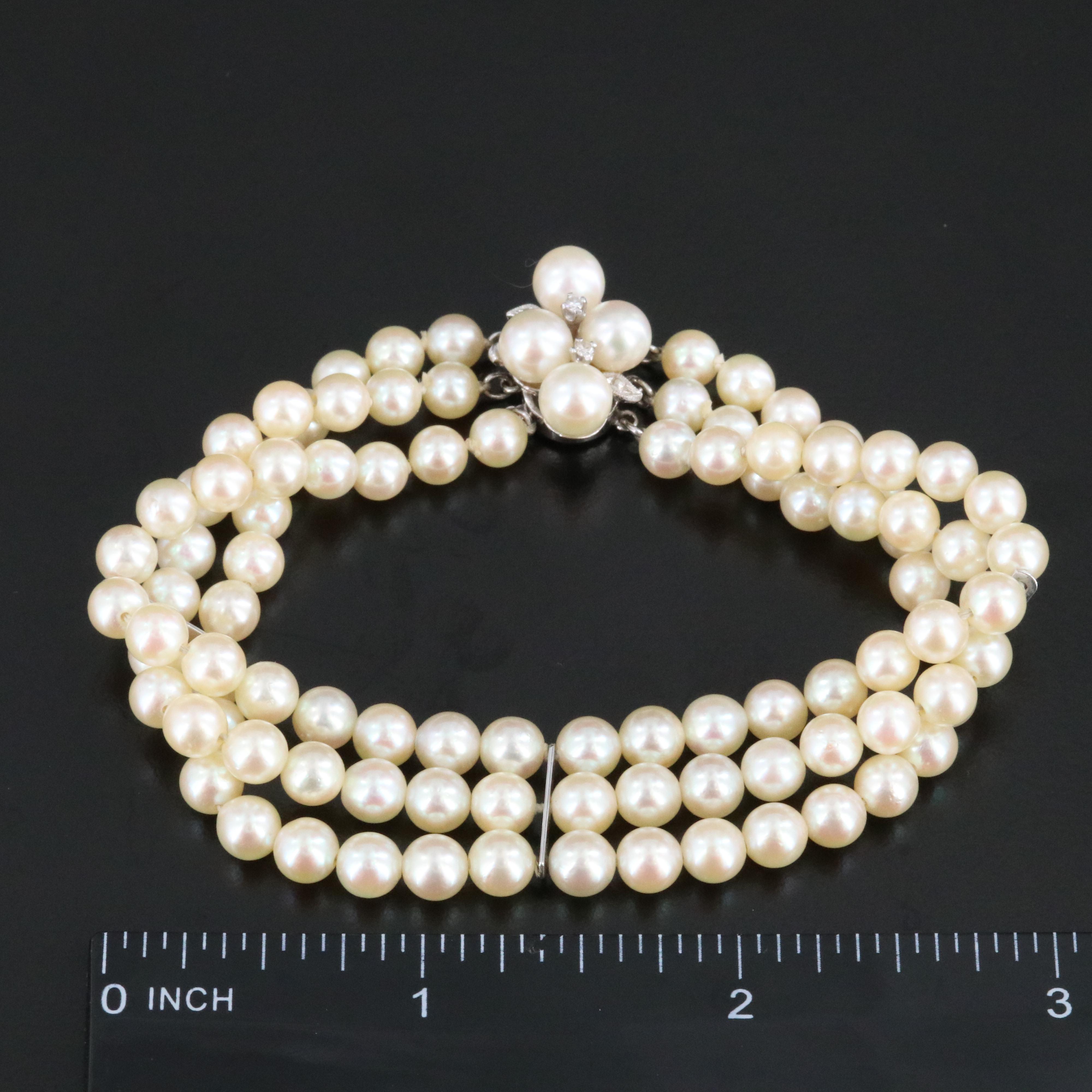14K Pearl and Diamond Bracelet