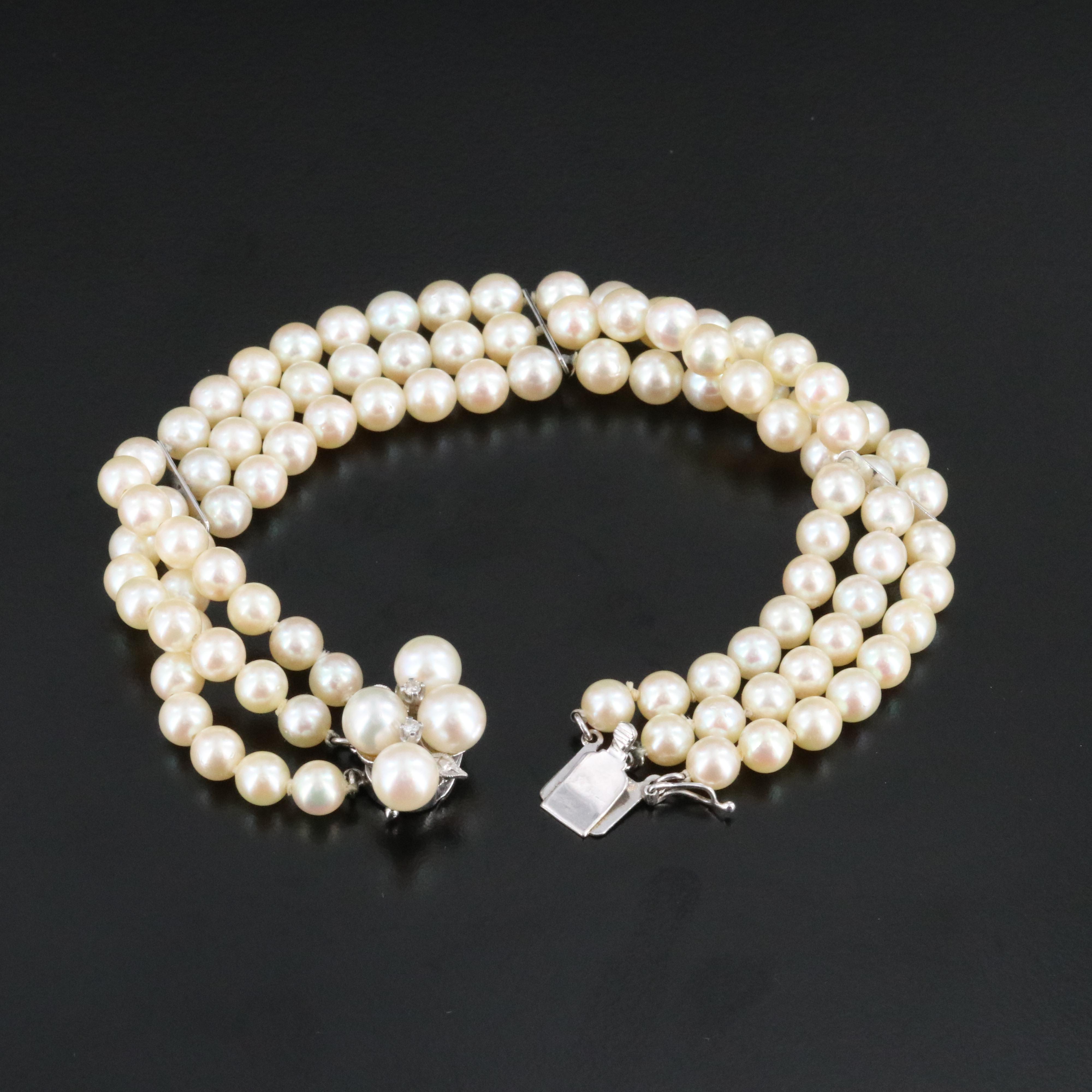 14K Pearl and Diamond Bracelet