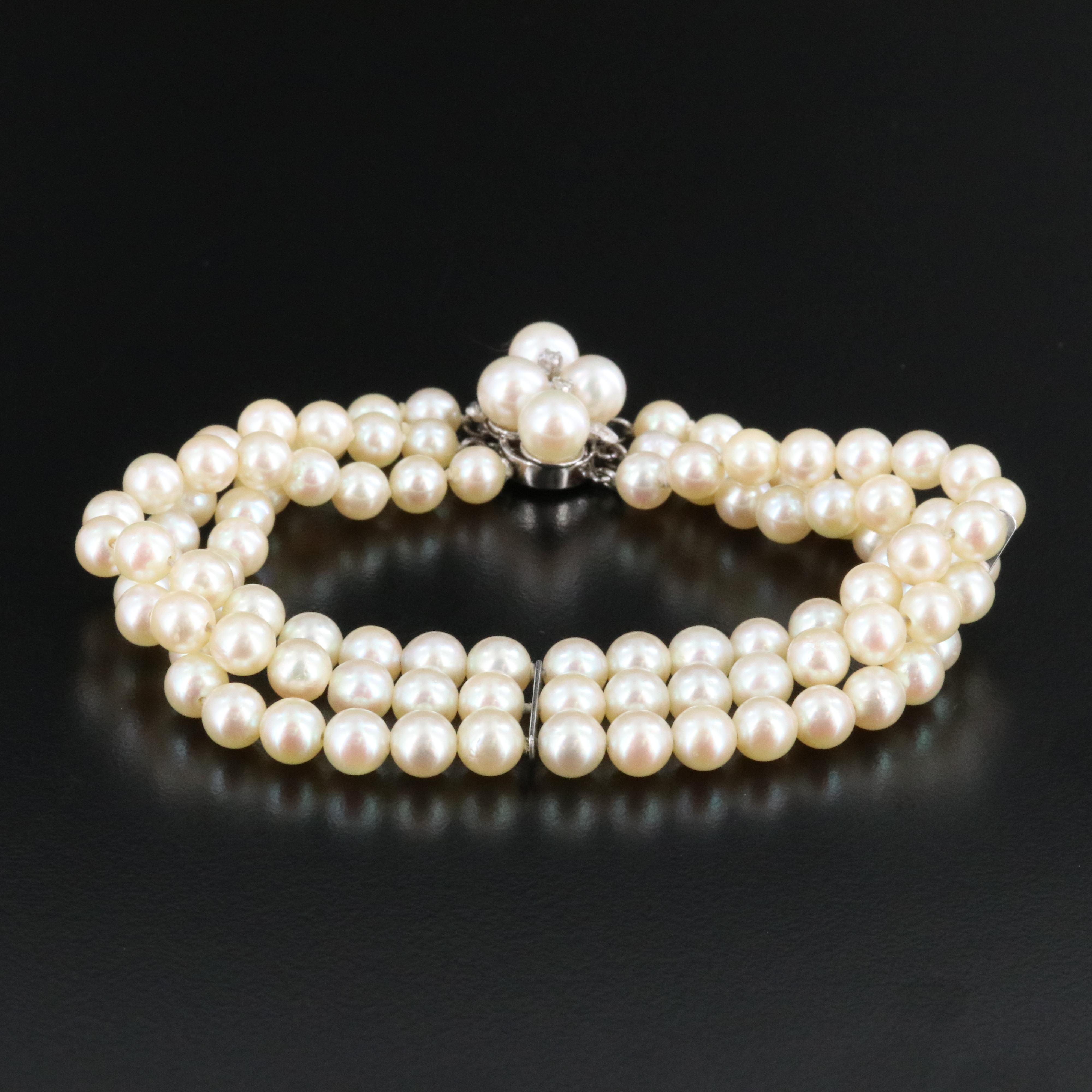 14K Pearl and Diamond Bracelet