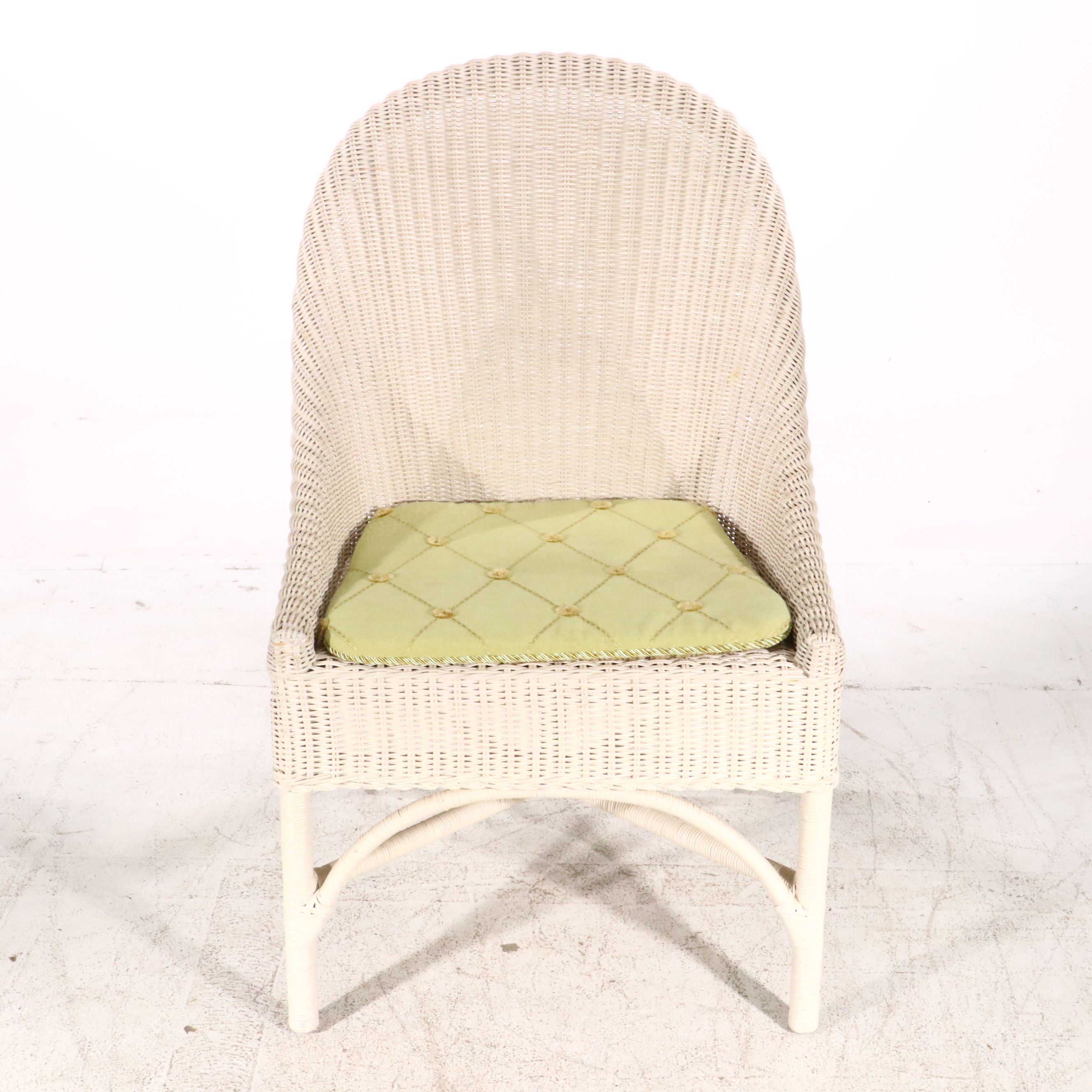 Pair of White Wicker Armchairs, Early 21st Century