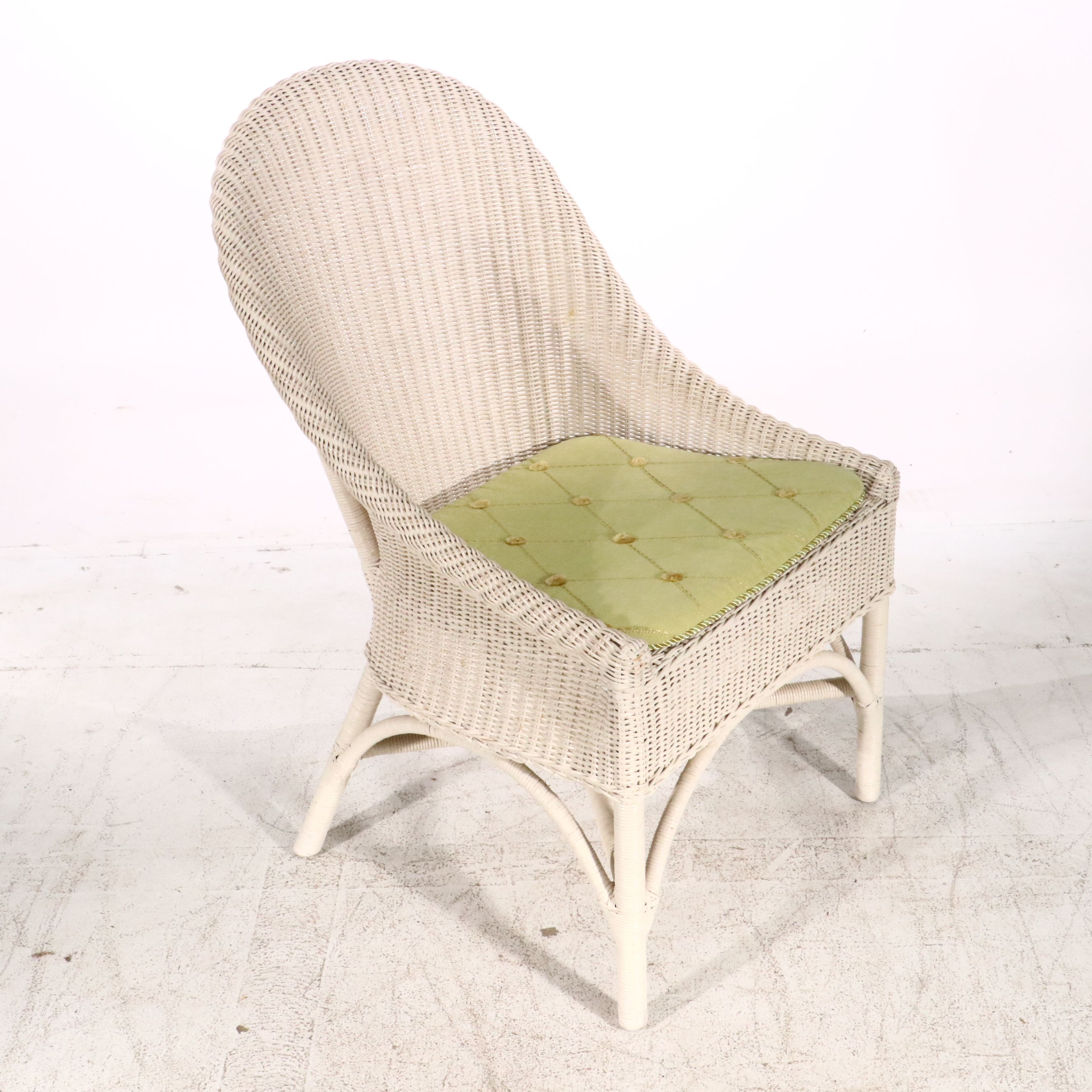 Pair of White Wicker Armchairs, Early 21st Century