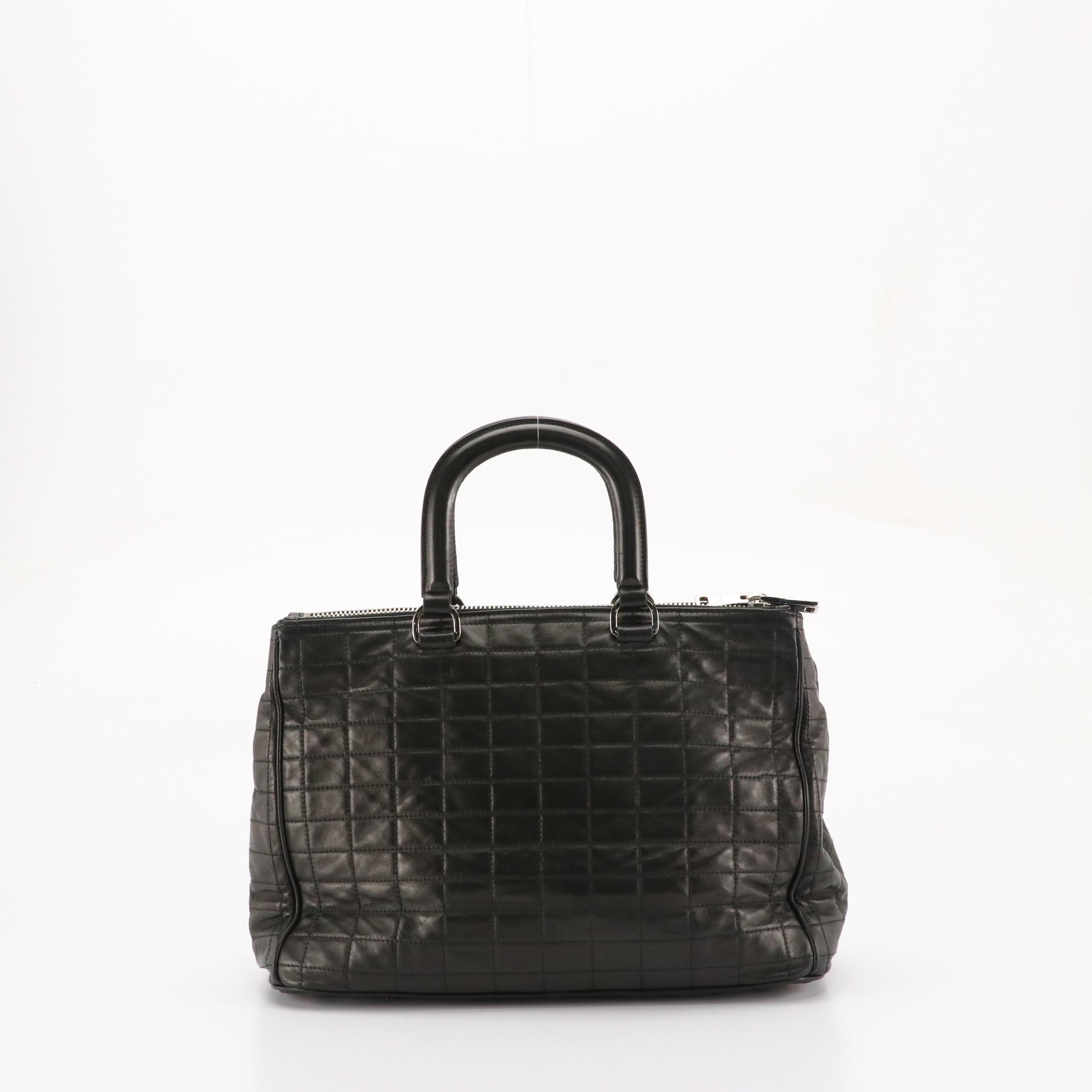Prada Top Handle Bag in Black Quilted Nappa Leather