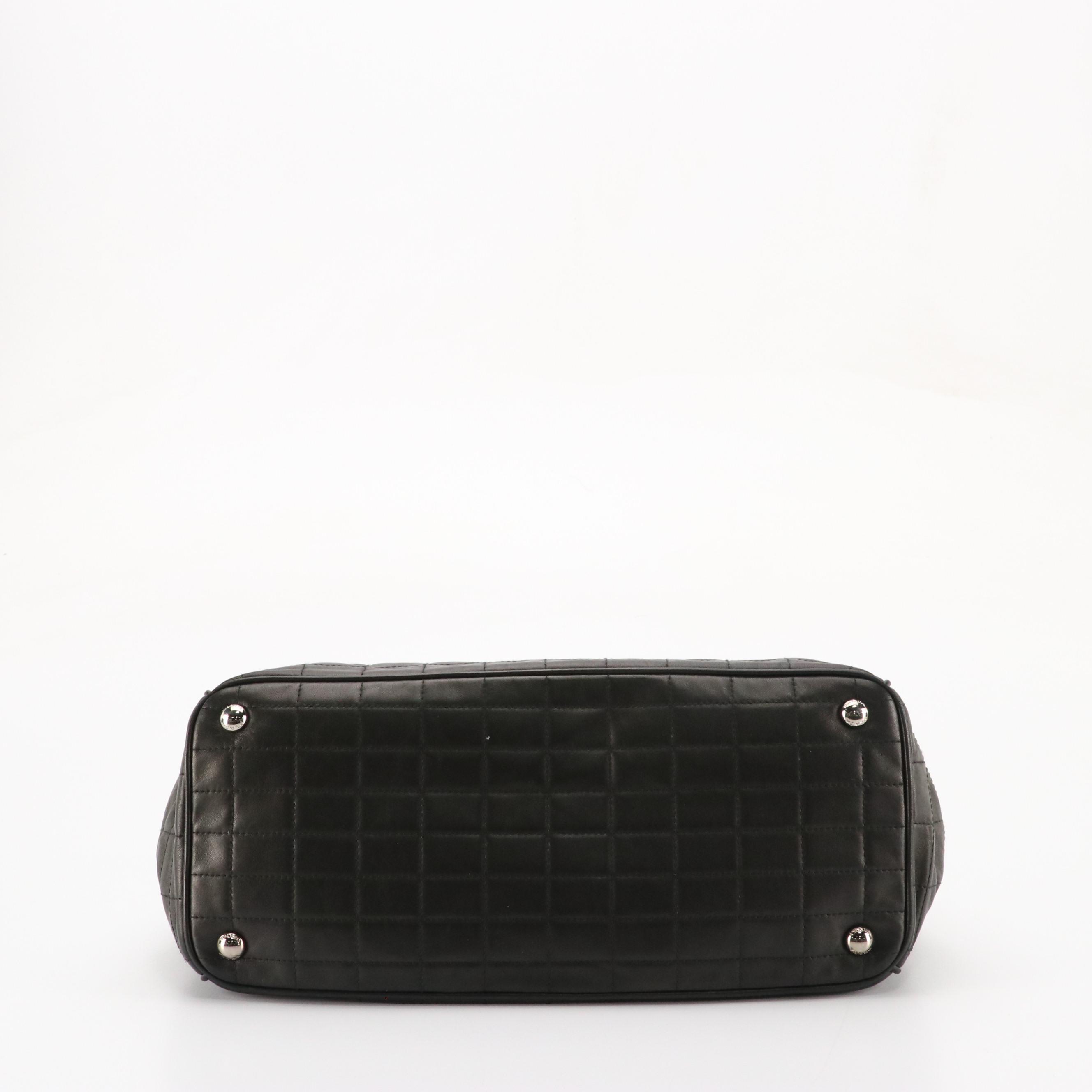 Prada Top Handle Bag in Black Quilted Nappa Leather