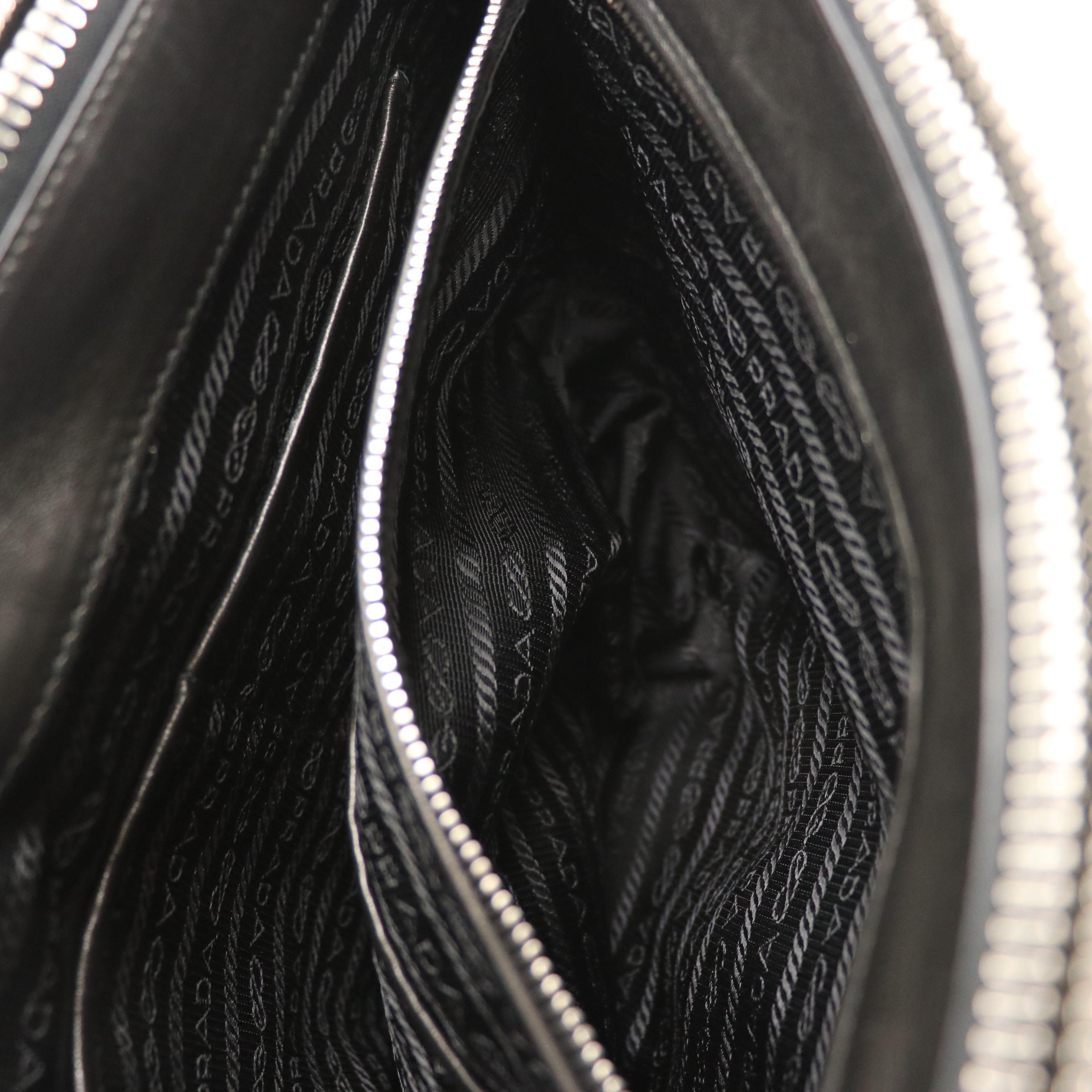 Prada Top Handle Bag in Black Quilted Nappa Leather