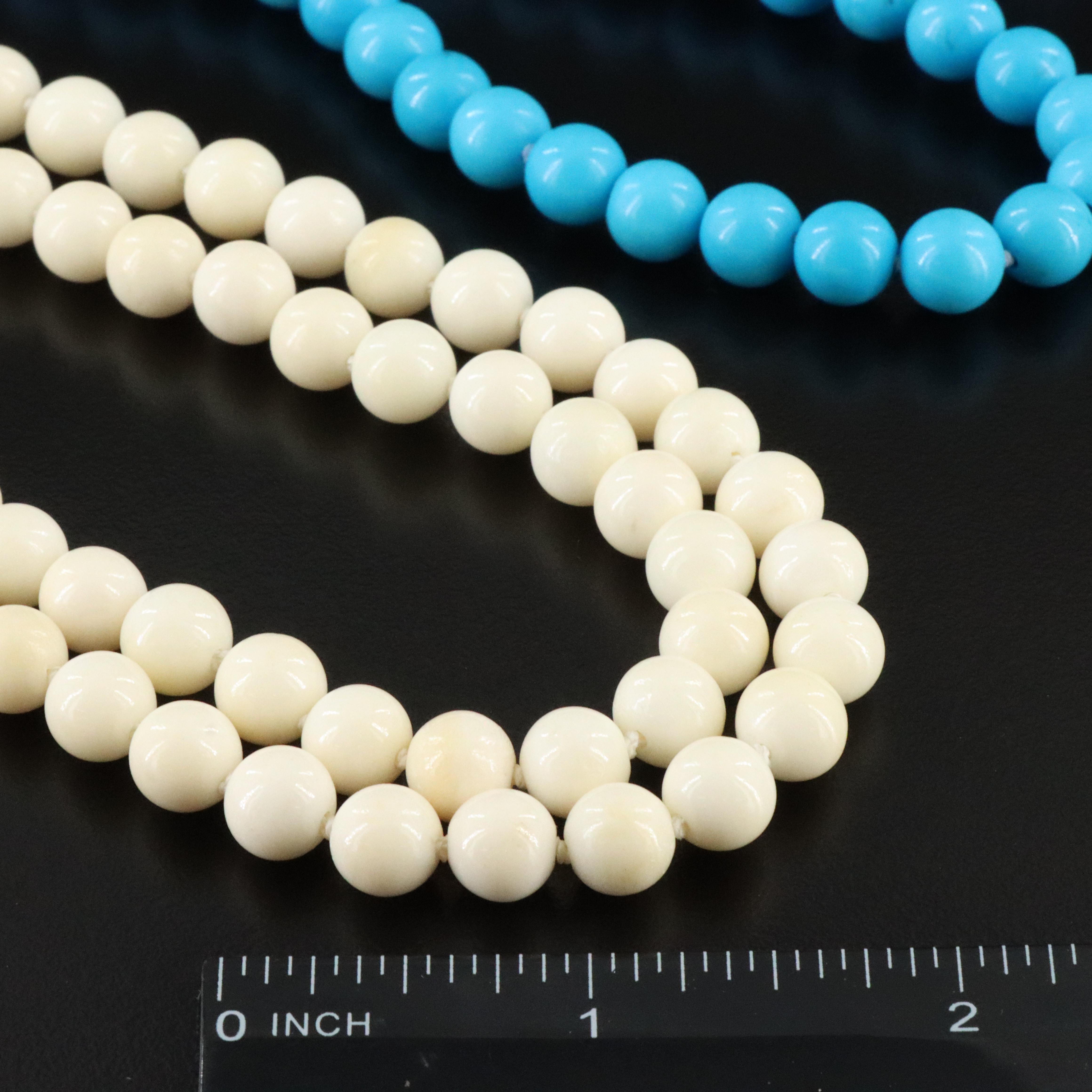Sheryl Lowe Sterling Bone and Magnesite Necklaces with Pavé Diamond Accents