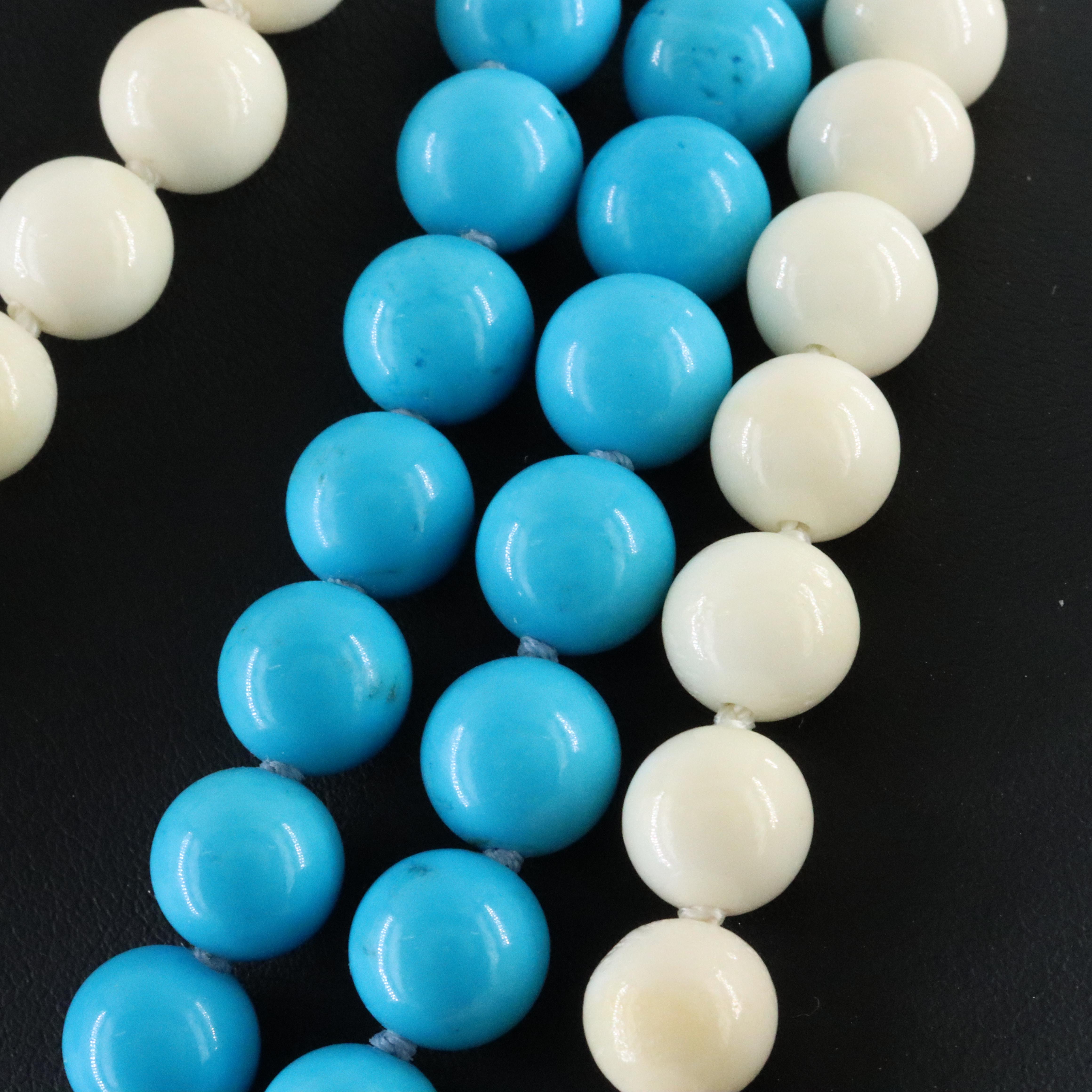Sheryl Lowe Sterling Bone and Magnesite Necklaces with Pavé Diamond Accents