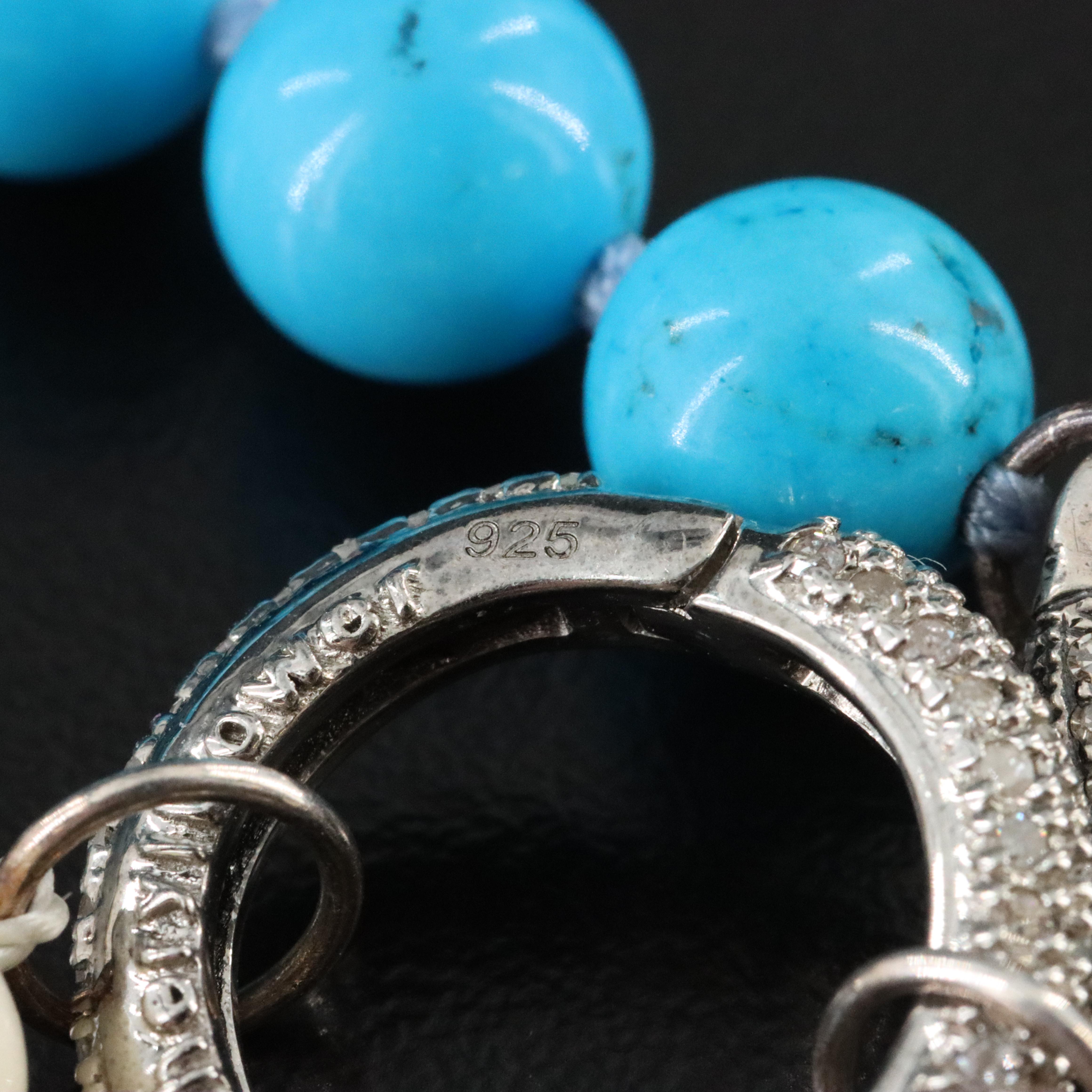 Sheryl Lowe Sterling Bone and Magnesite Necklaces with Pavé Diamond Accents