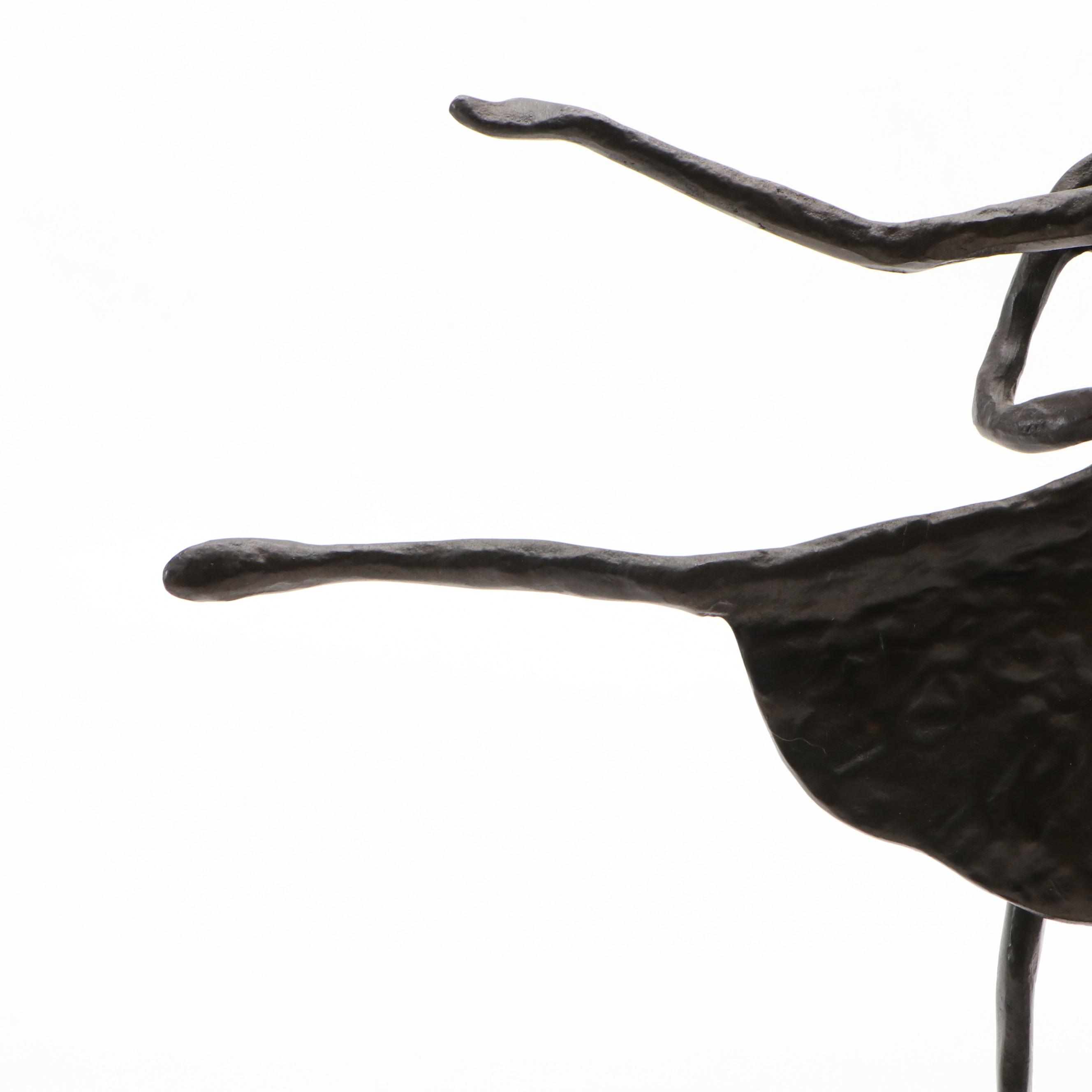 Brutalist Style Bronzed Metal Dancing Couple