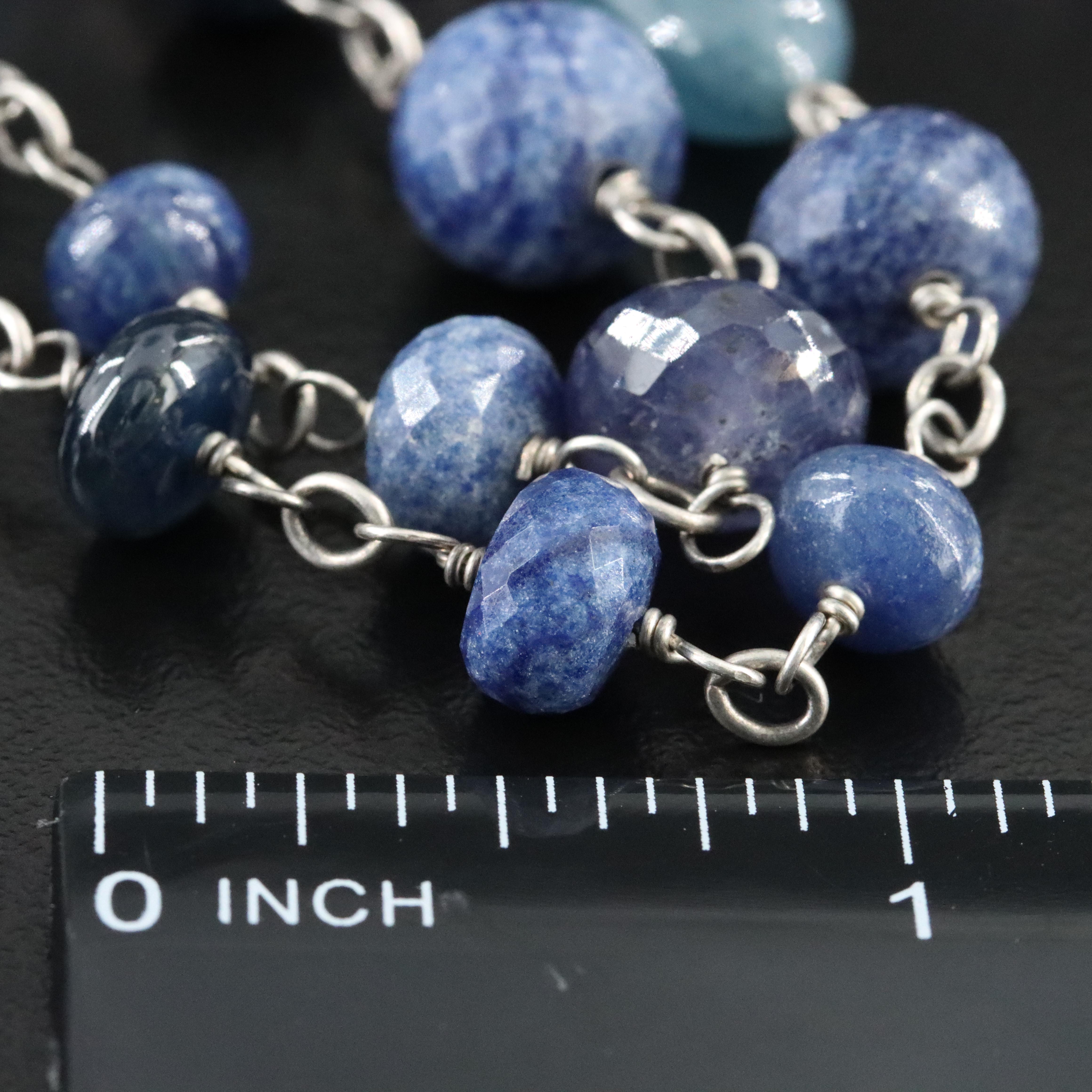 Sheryl Lowe Sterling Gemstone Necklace with Pavé Diamond Accent Bead