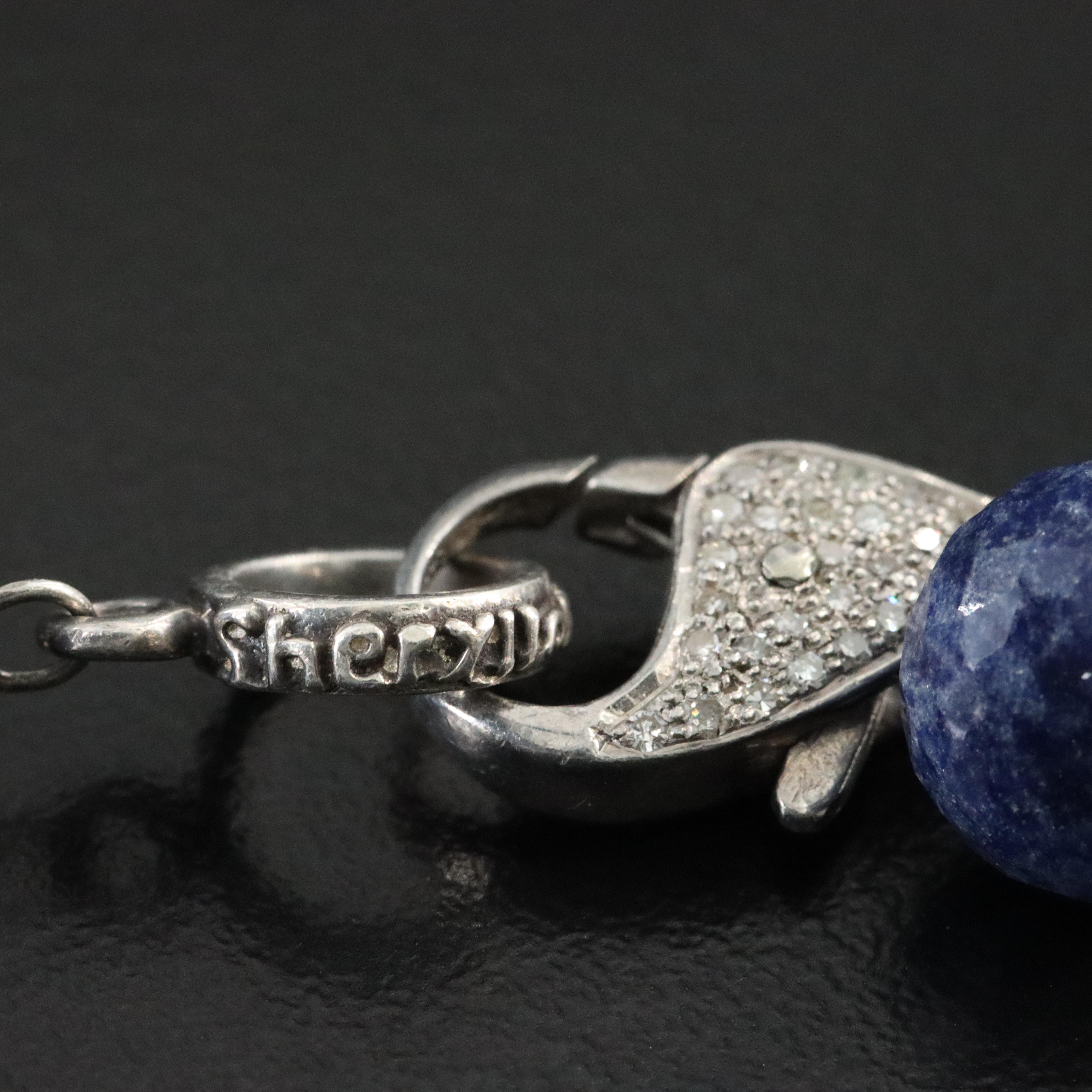 Sheryl Lowe Sterling Gemstone Necklace with Pavé Diamond Accent Bead