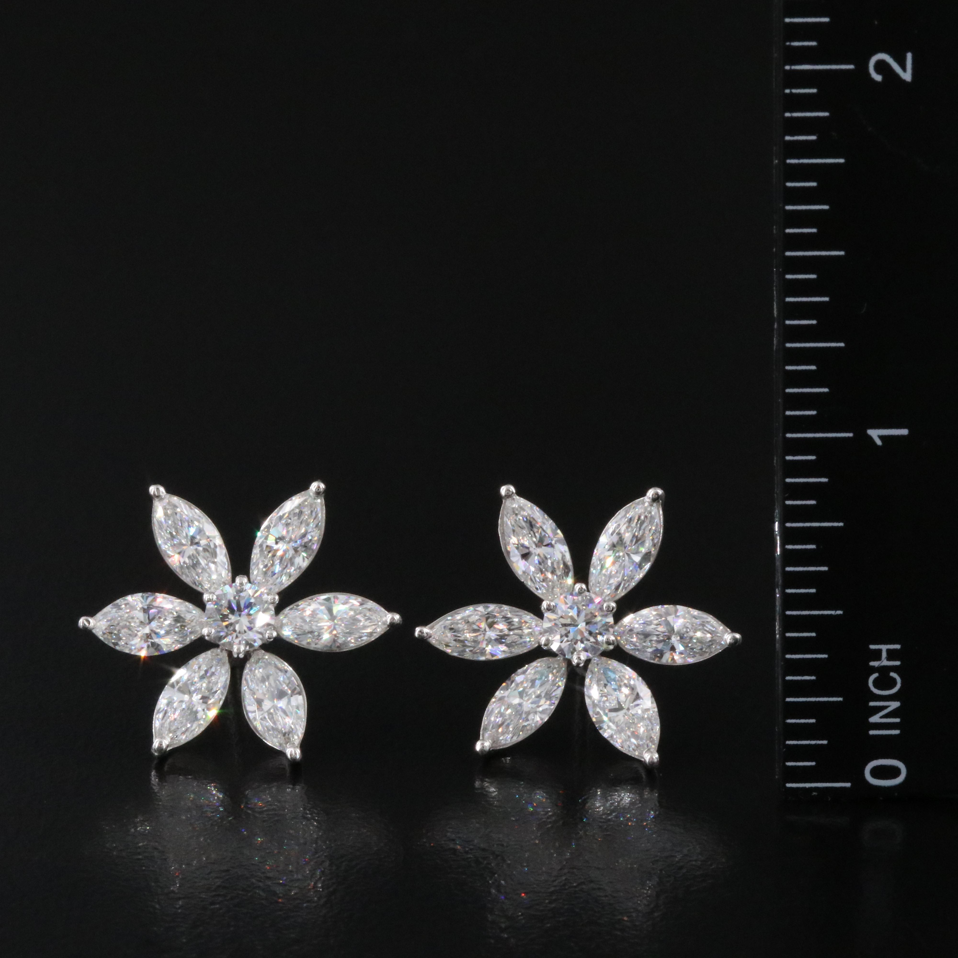 Platinum 6.49 CTW Lab Grown Diamond Flower Earrings