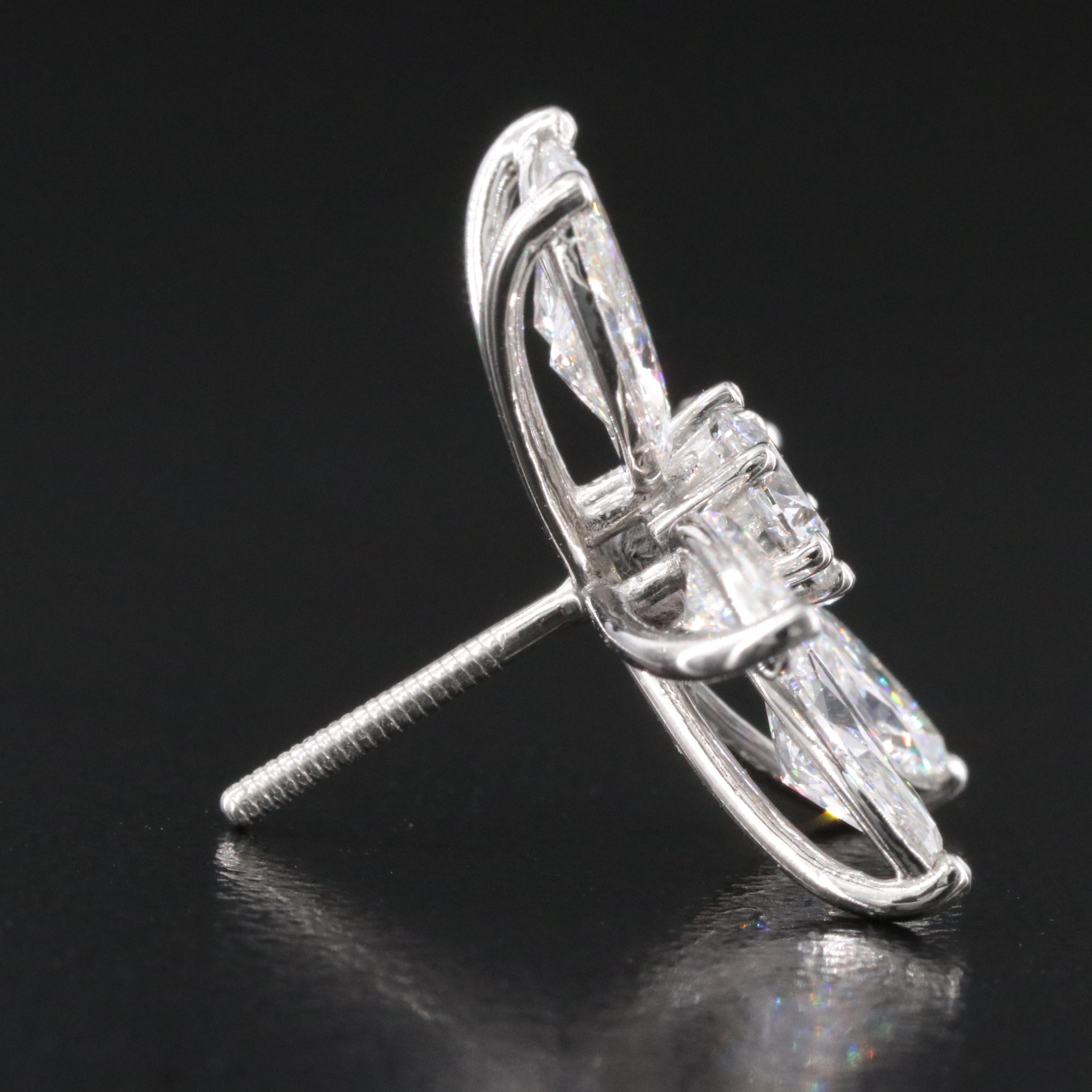 Platinum 6.49 CTW Lab Grown Diamond Flower Earrings