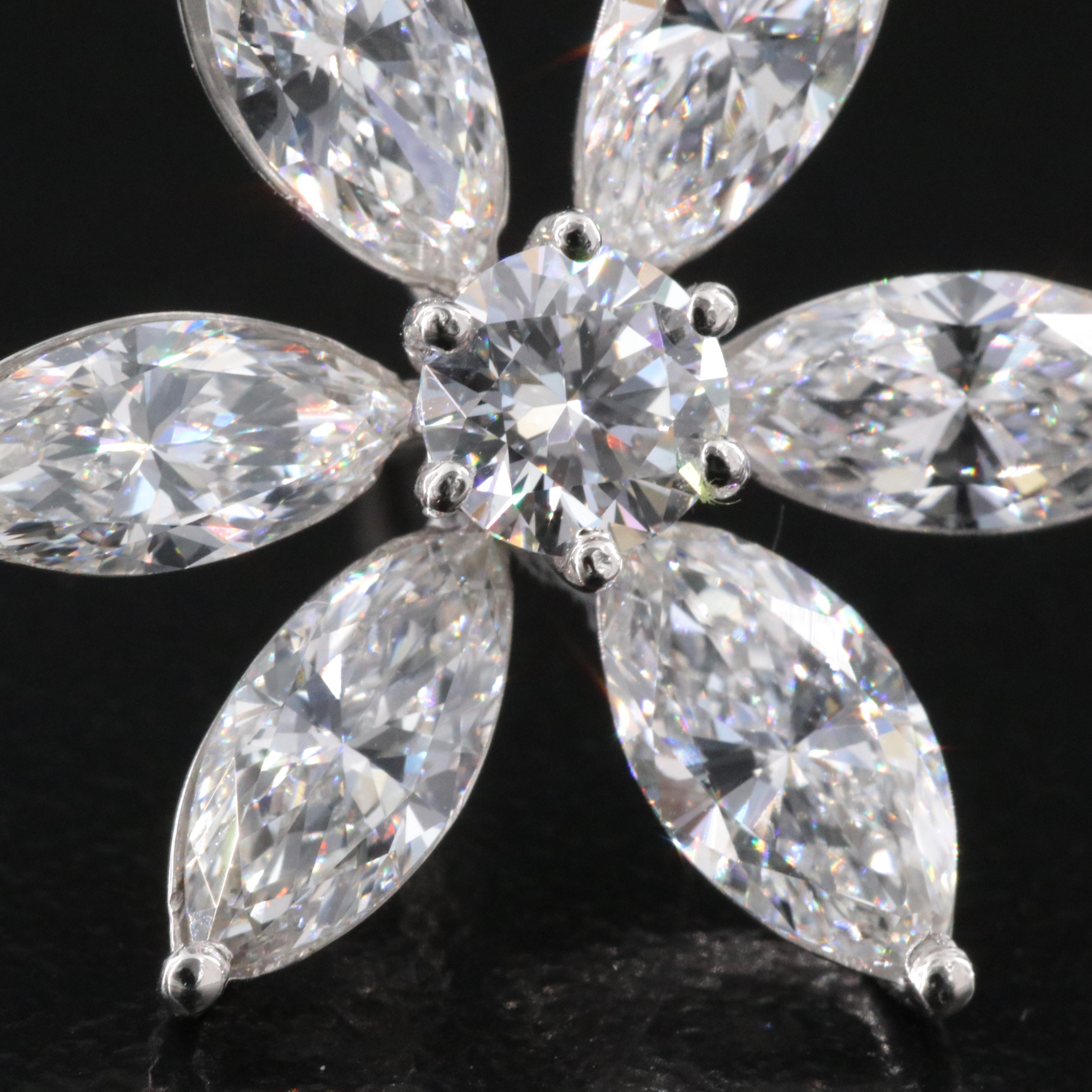 Platinum 6.49 CTW Lab Grown Diamond Flower Earrings