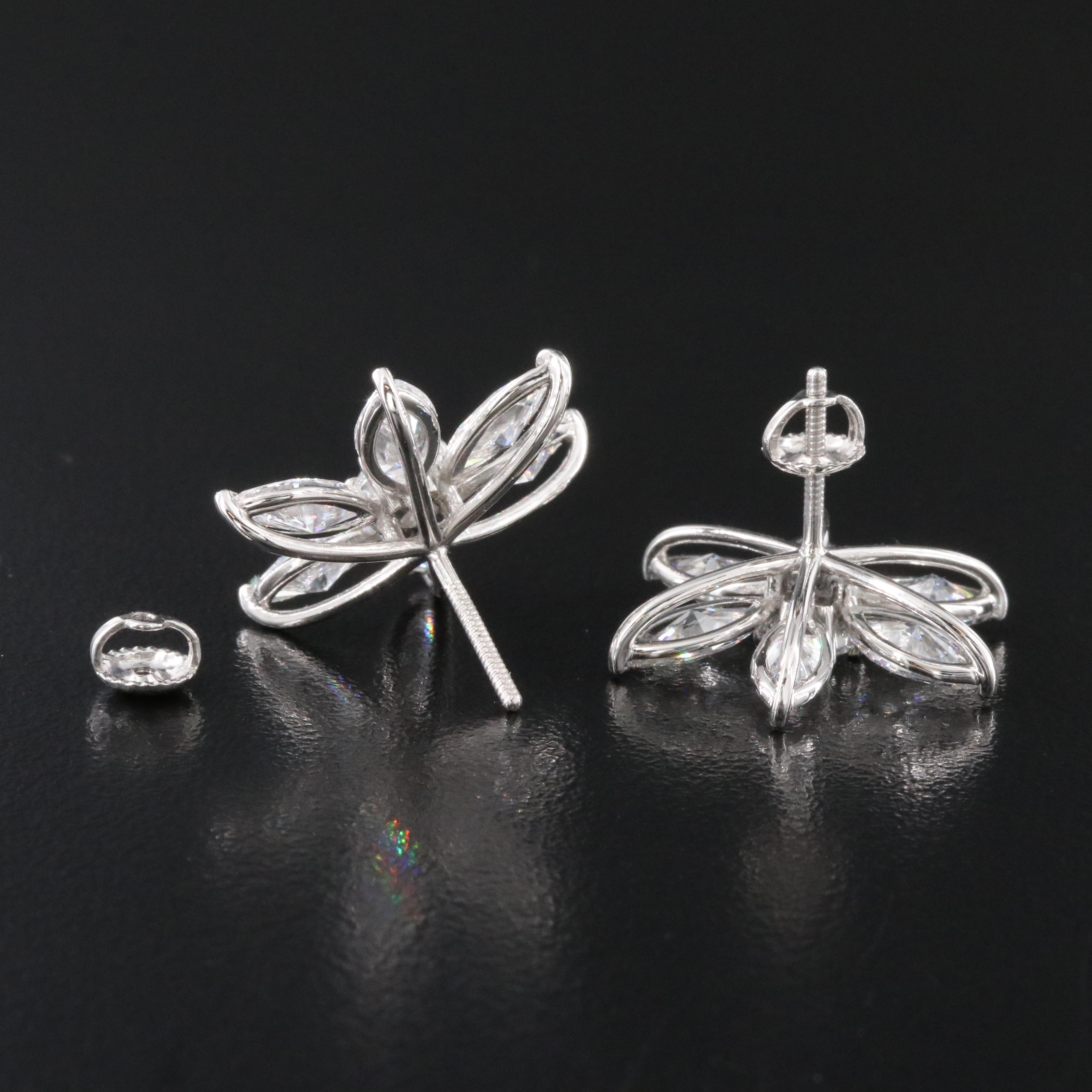 Platinum 6.49 CTW Lab Grown Diamond Flower Earrings